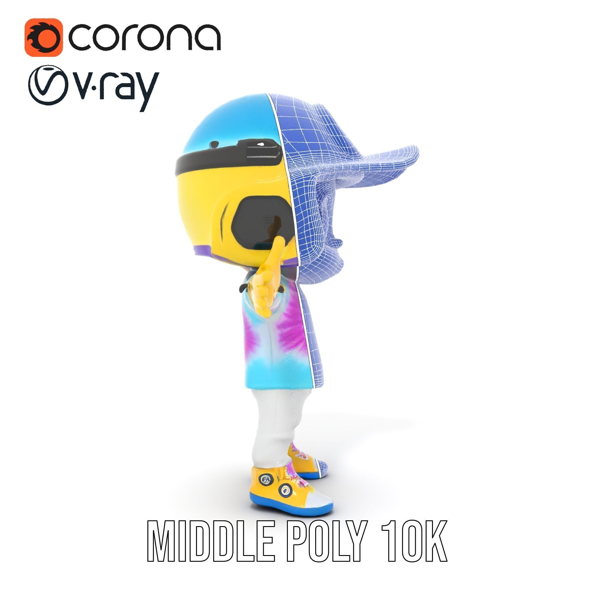 Cartoon Hero Character Model Rigged and Animated Low-poly 3D model_34