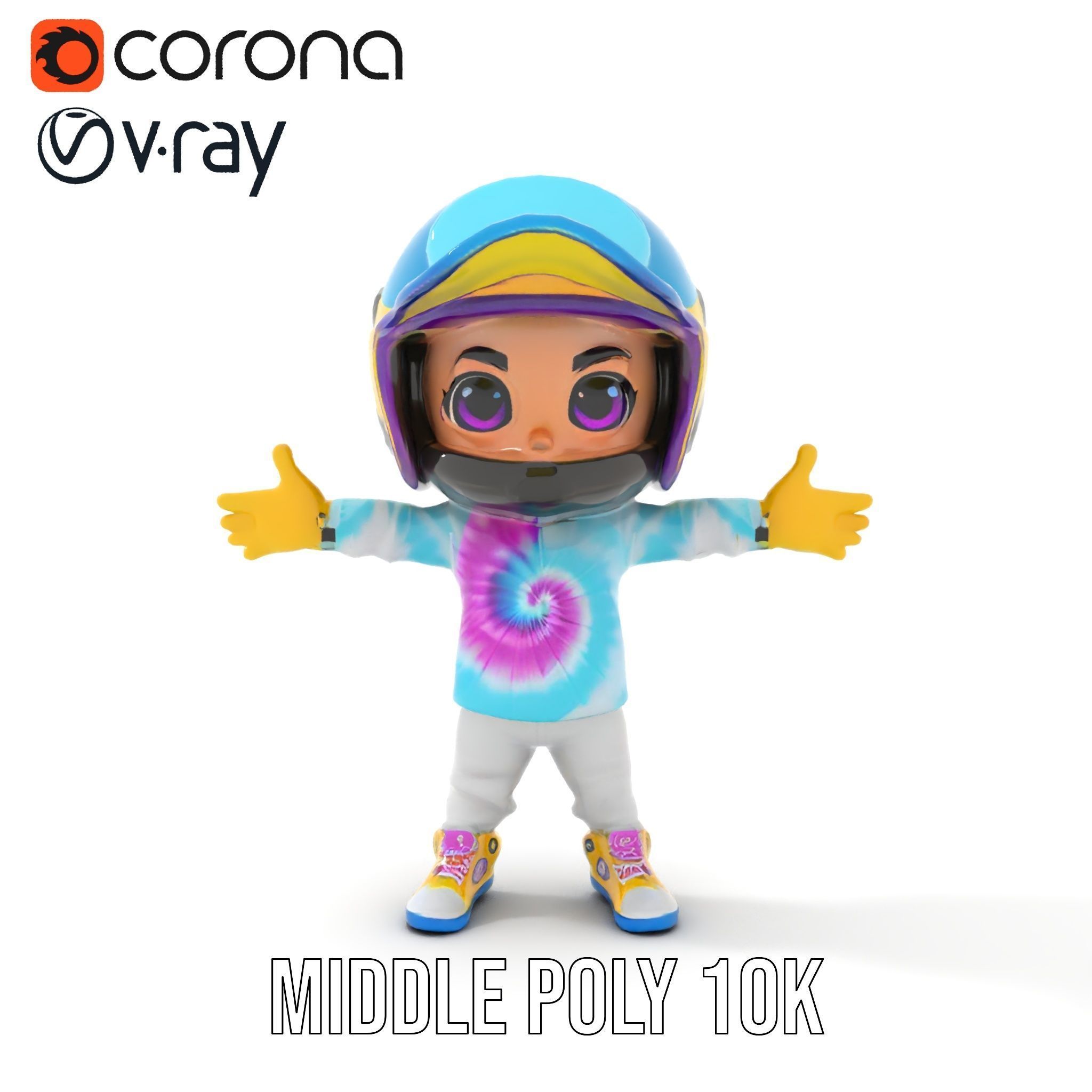 Cartoon Hero Character Model Rigged and Animated Low-poly 3D model_13