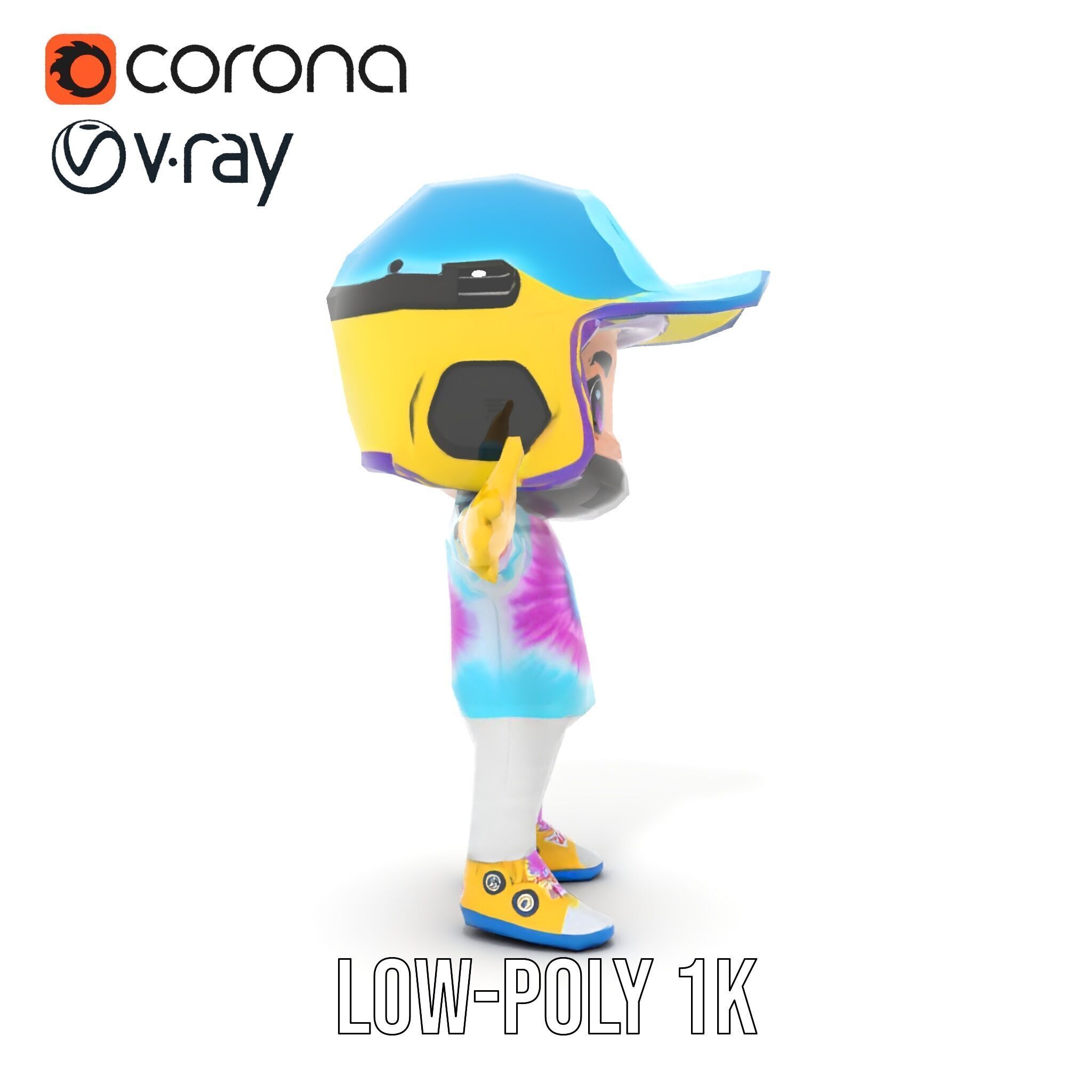 Cartoon Hero Character Model Rigged and Animated Low-poly 3D model_24