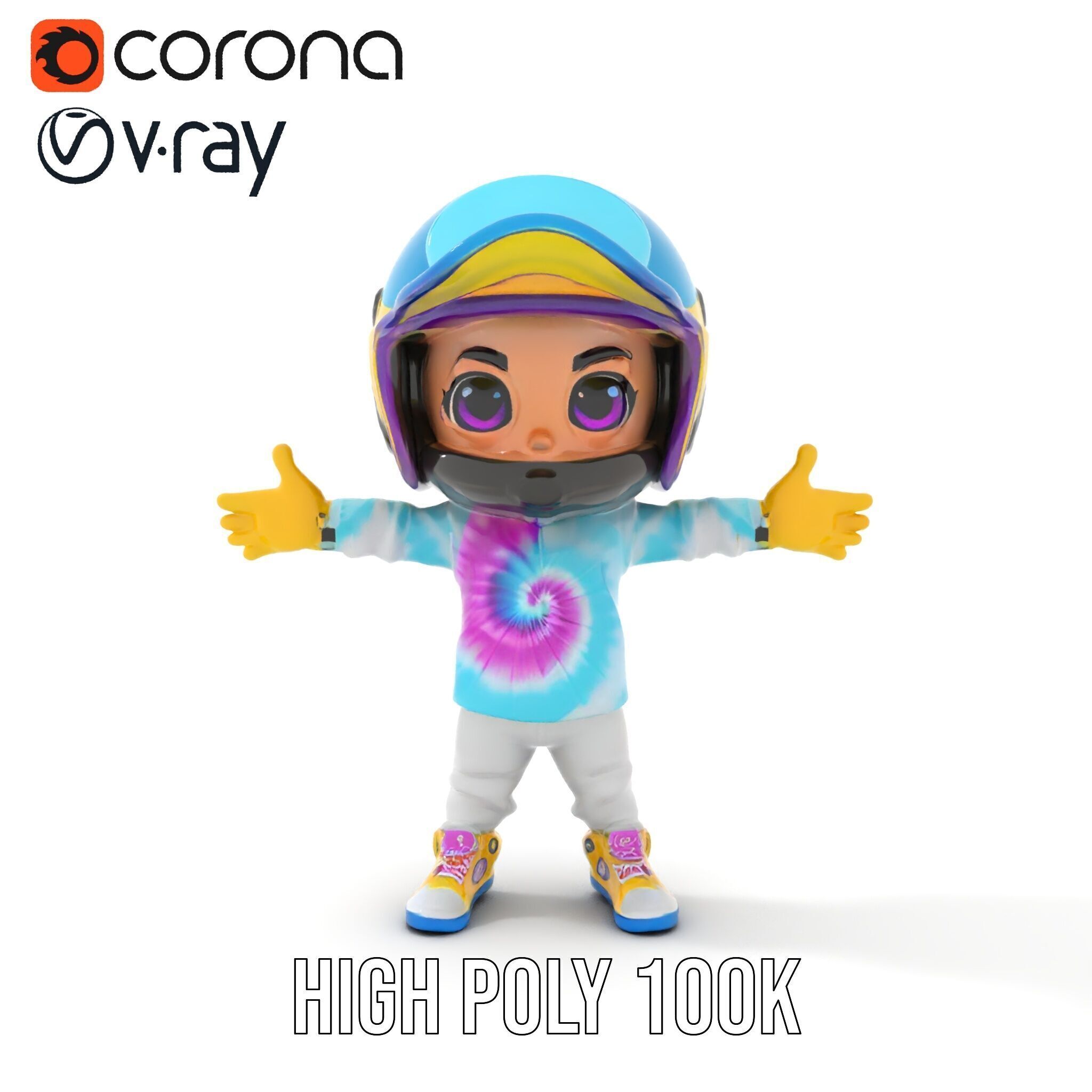 Cartoon Hero Character Model Rigged and Animated Low-poly 3D model_19