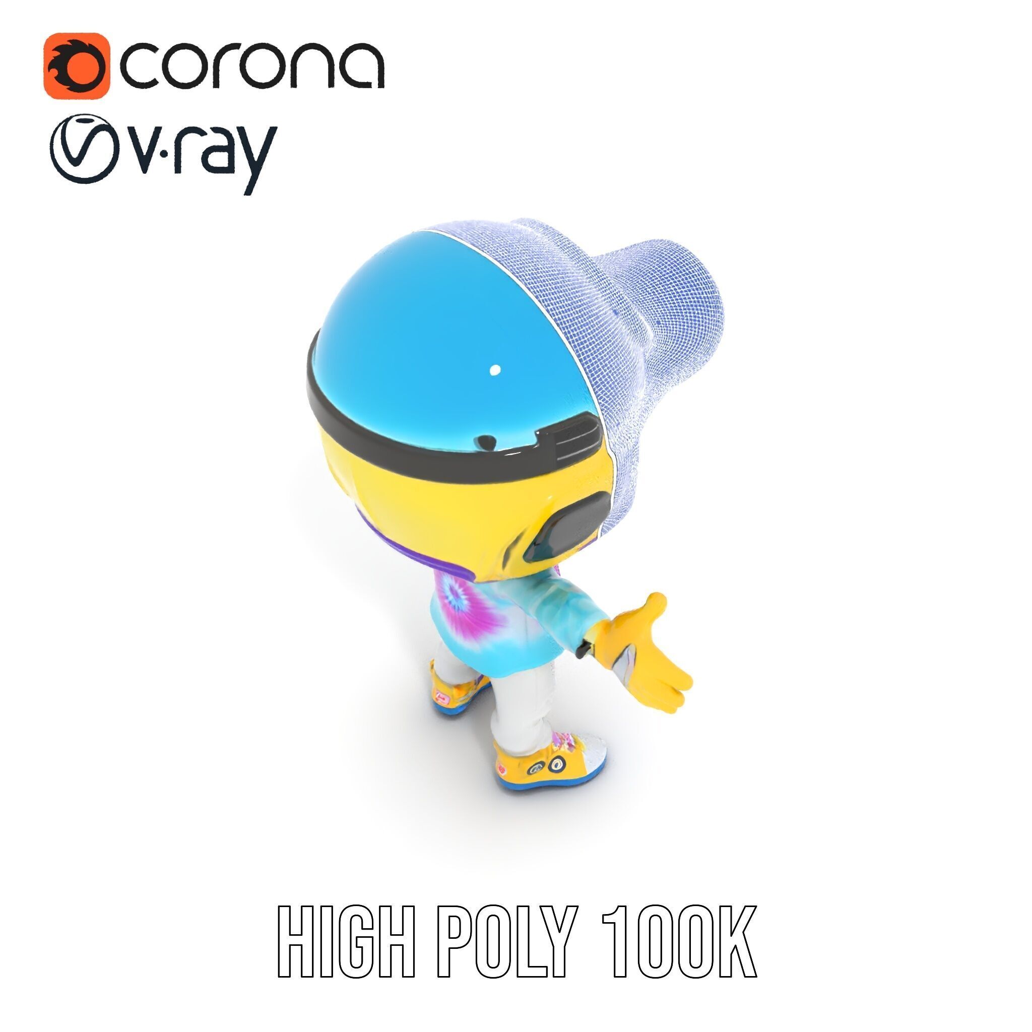 Cartoon Hero Character Model Rigged and Animated Low-poly 3D model_35