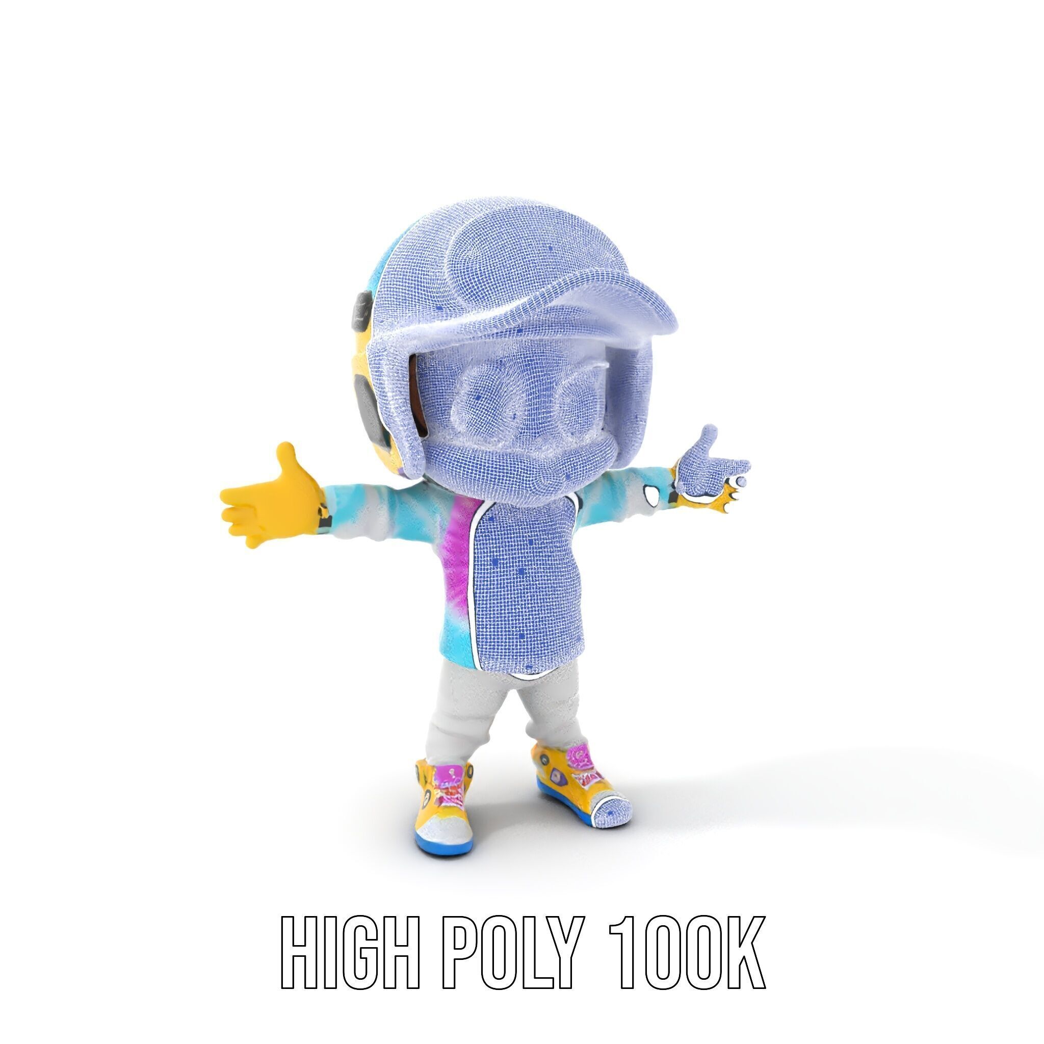 Cartoon Hero Character Model Rigged and Animated Low-poly 3D model_4