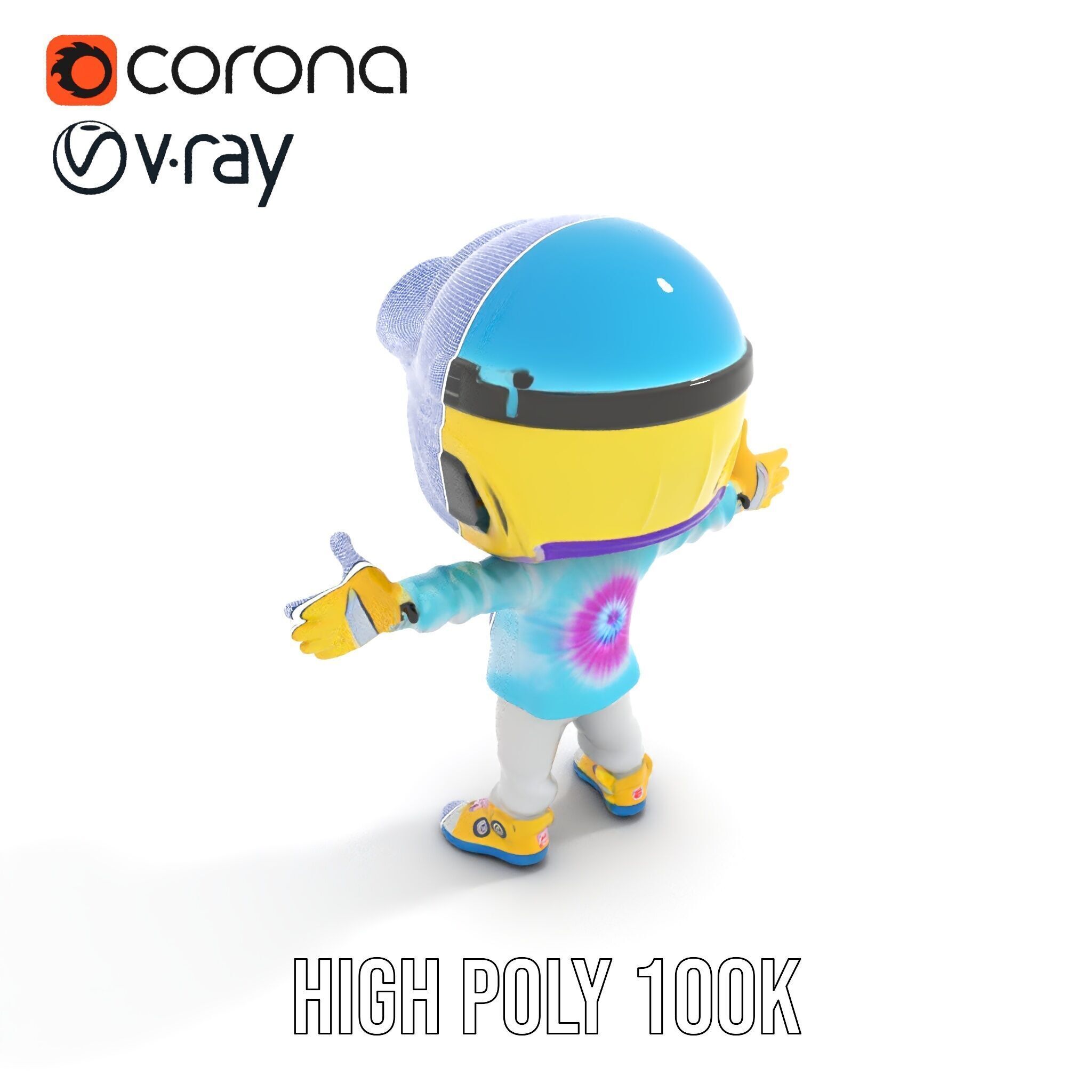 Cartoon Hero Character Model Rigged and Animated Low-poly 3D model_25