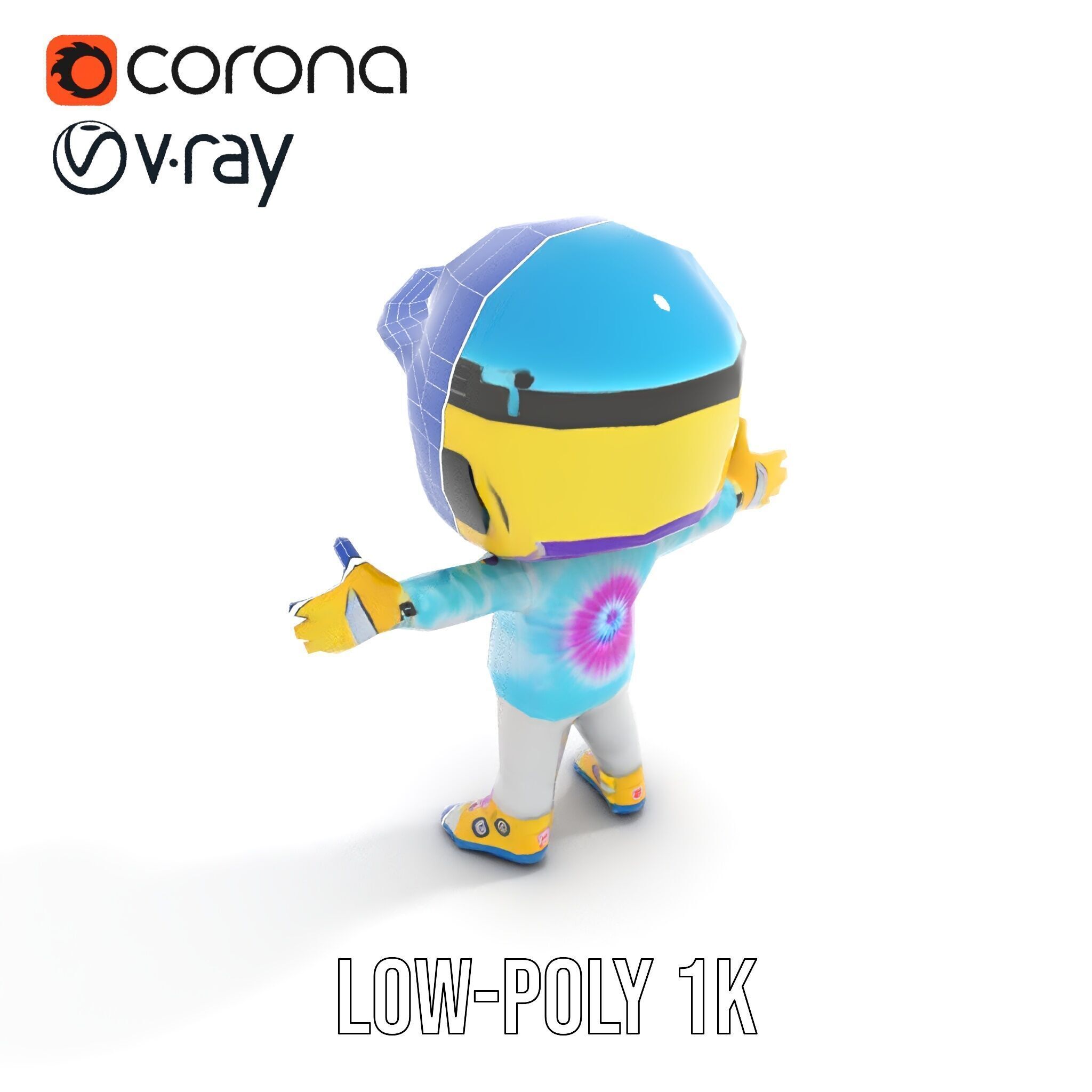 Cartoon Hero Character Model Rigged and Animated Low-poly 3D model_11