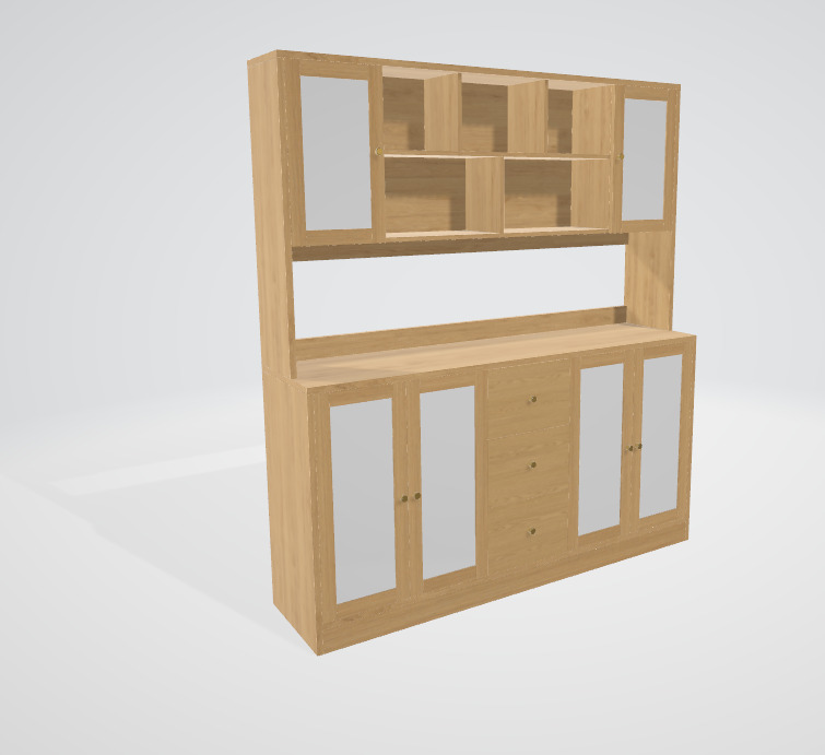 Bookcase with Doors Low-poly 3D model_1