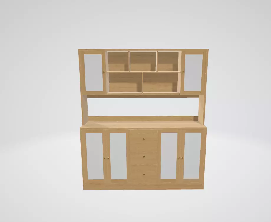 Bookcase with Doors Low-poly 3D model_0