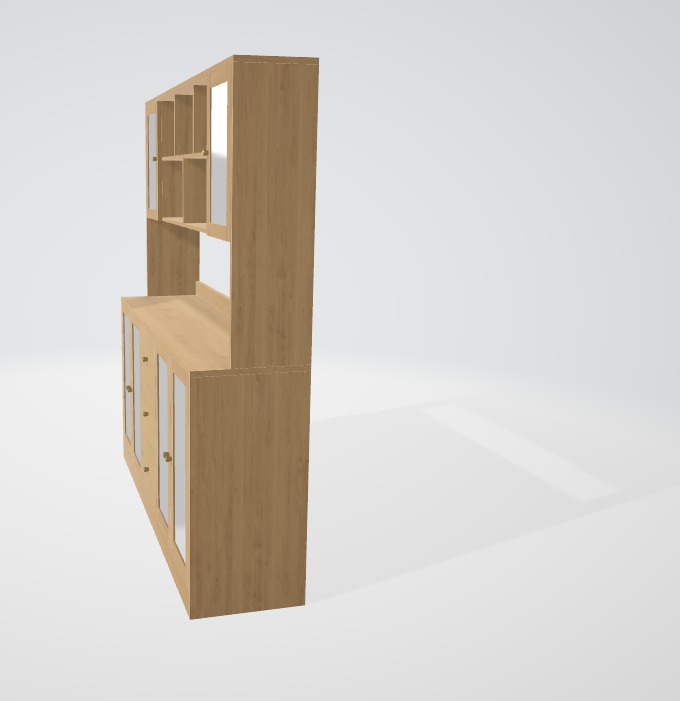 Bookcase with Doors Low-poly 3D model_3