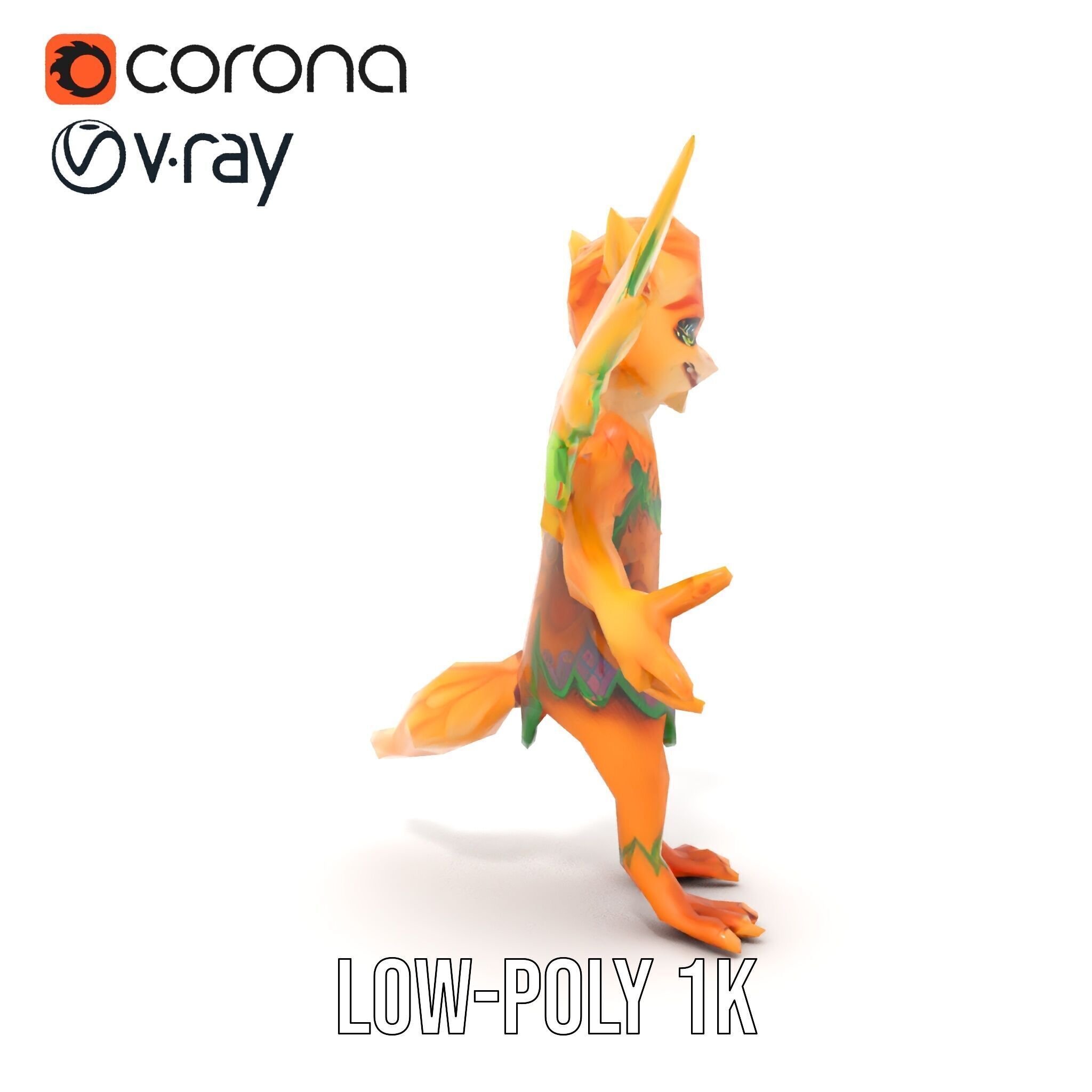 Fantasy Furry Winged Creature Rigged and Animated D Model Low-poly 3D model_10