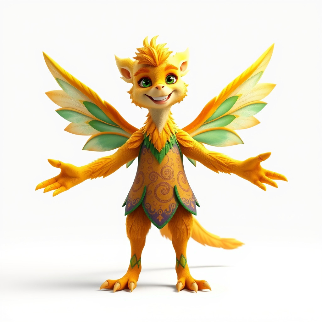 Fantasy Furry Winged Creature Rigged and Animated D Model Low-poly 3D model_2
