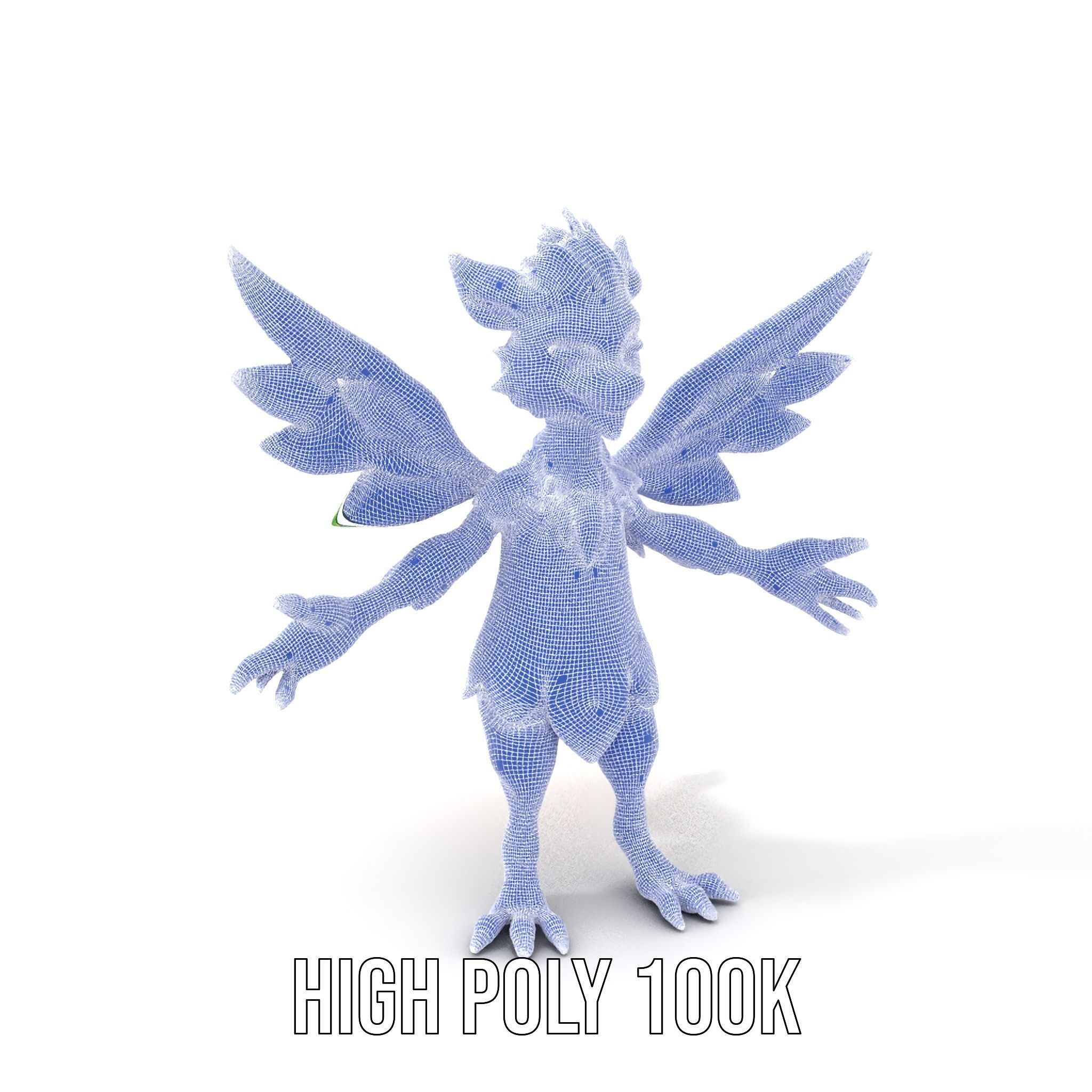 Fantasy Furry Winged Creature Rigged and Animated D Model Low-poly 3D model_4