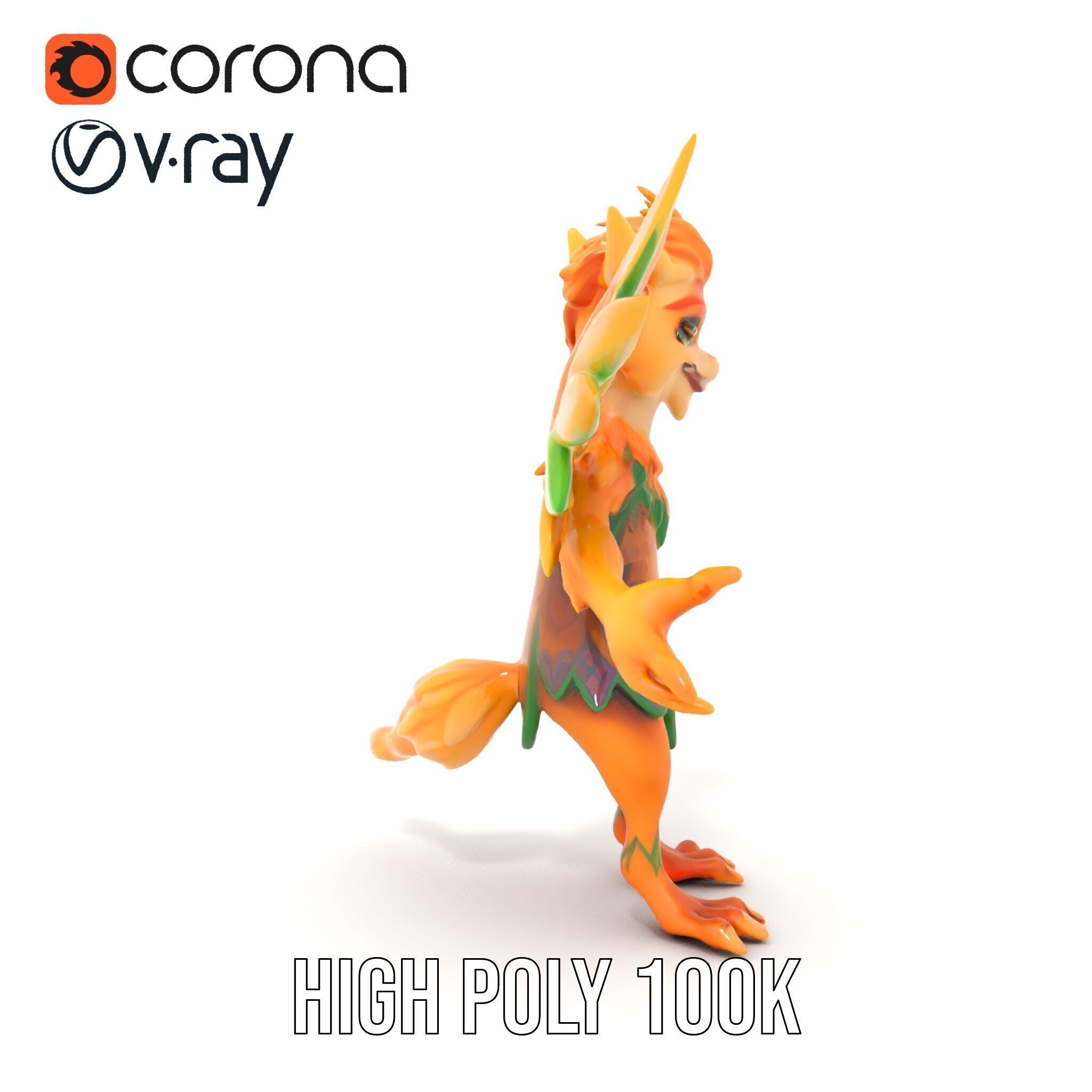 Fantasy Furry Winged Creature Rigged and Animated D Model Low-poly 3D model_25