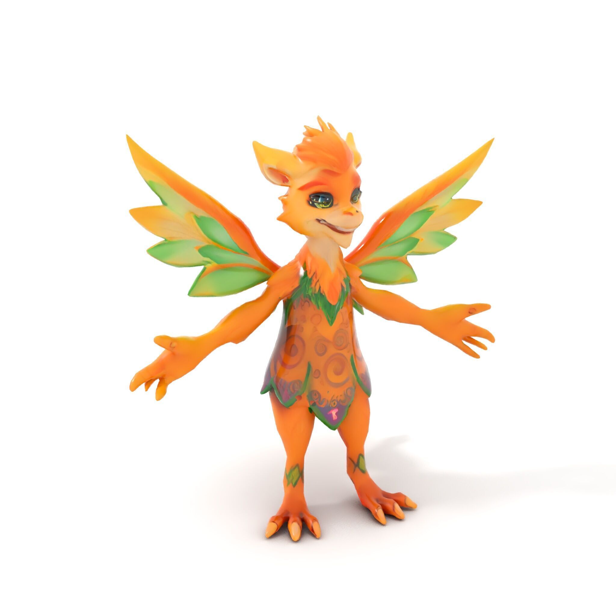 Fantasy Furry Winged Creature Rigged and Animated D Model Low-poly 3D model_17