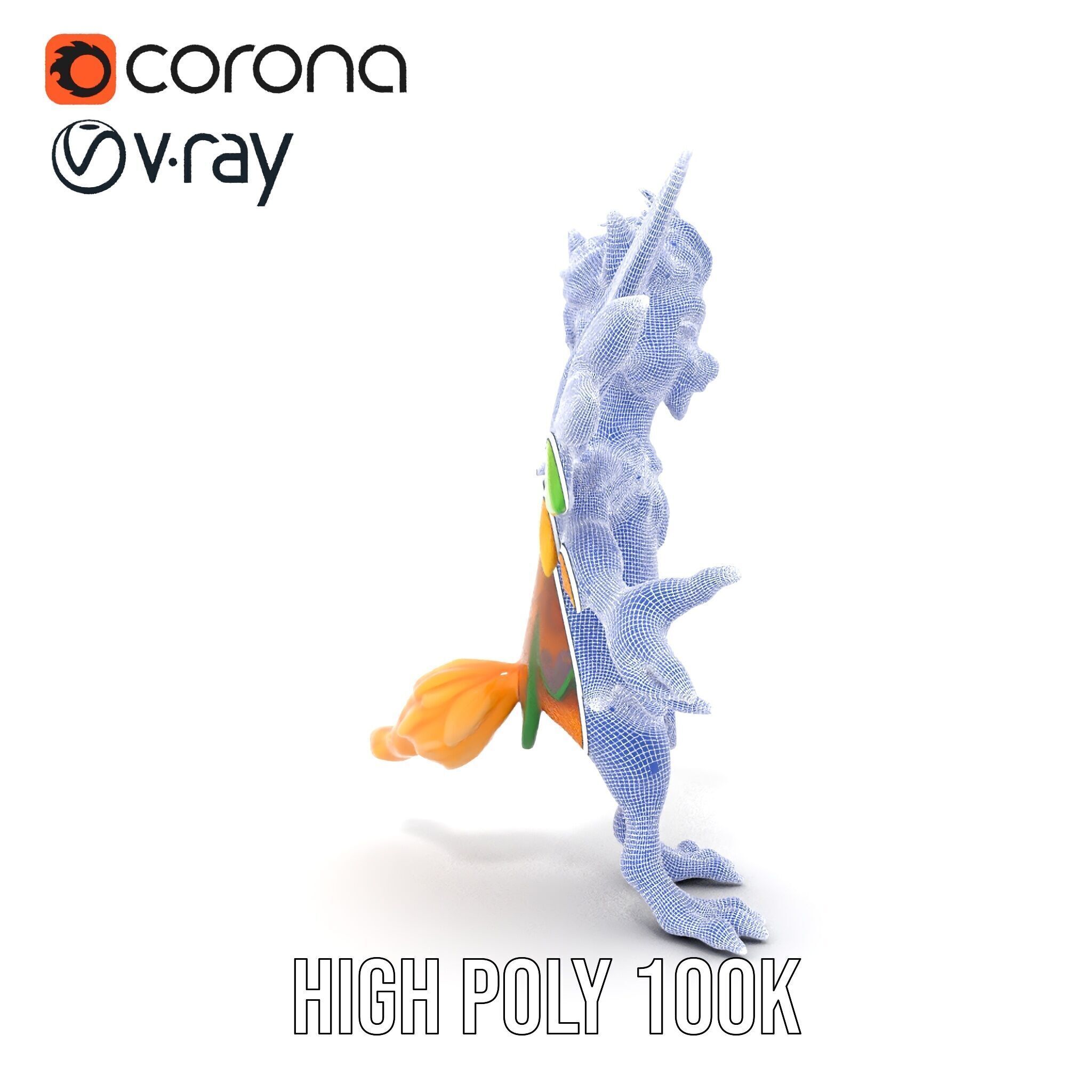 Fantasy Furry Winged Creature Rigged and Animated D Model Low-poly 3D model_36