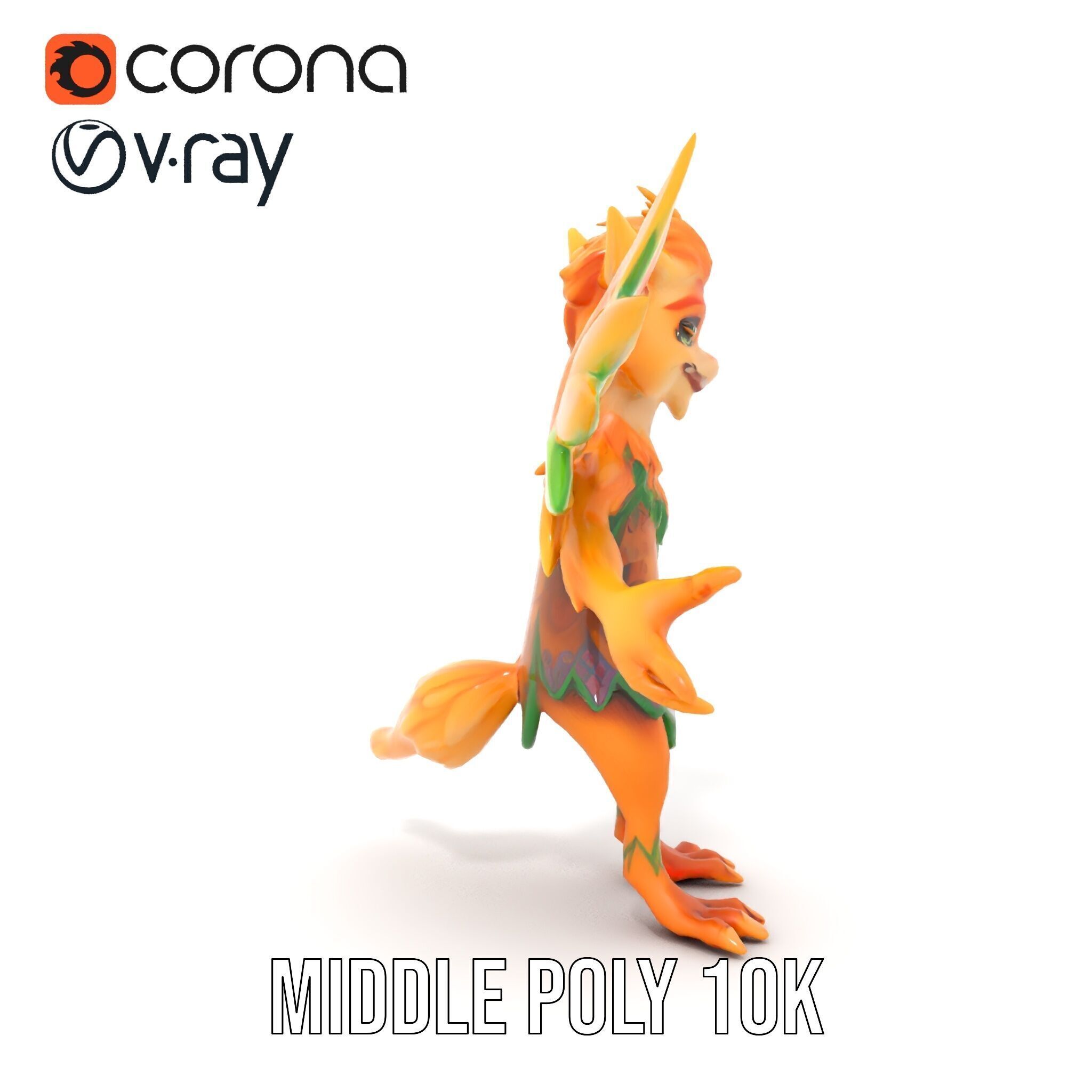 Fantasy Furry Winged Creature Rigged and Animated D Model Low-poly 3D model_32