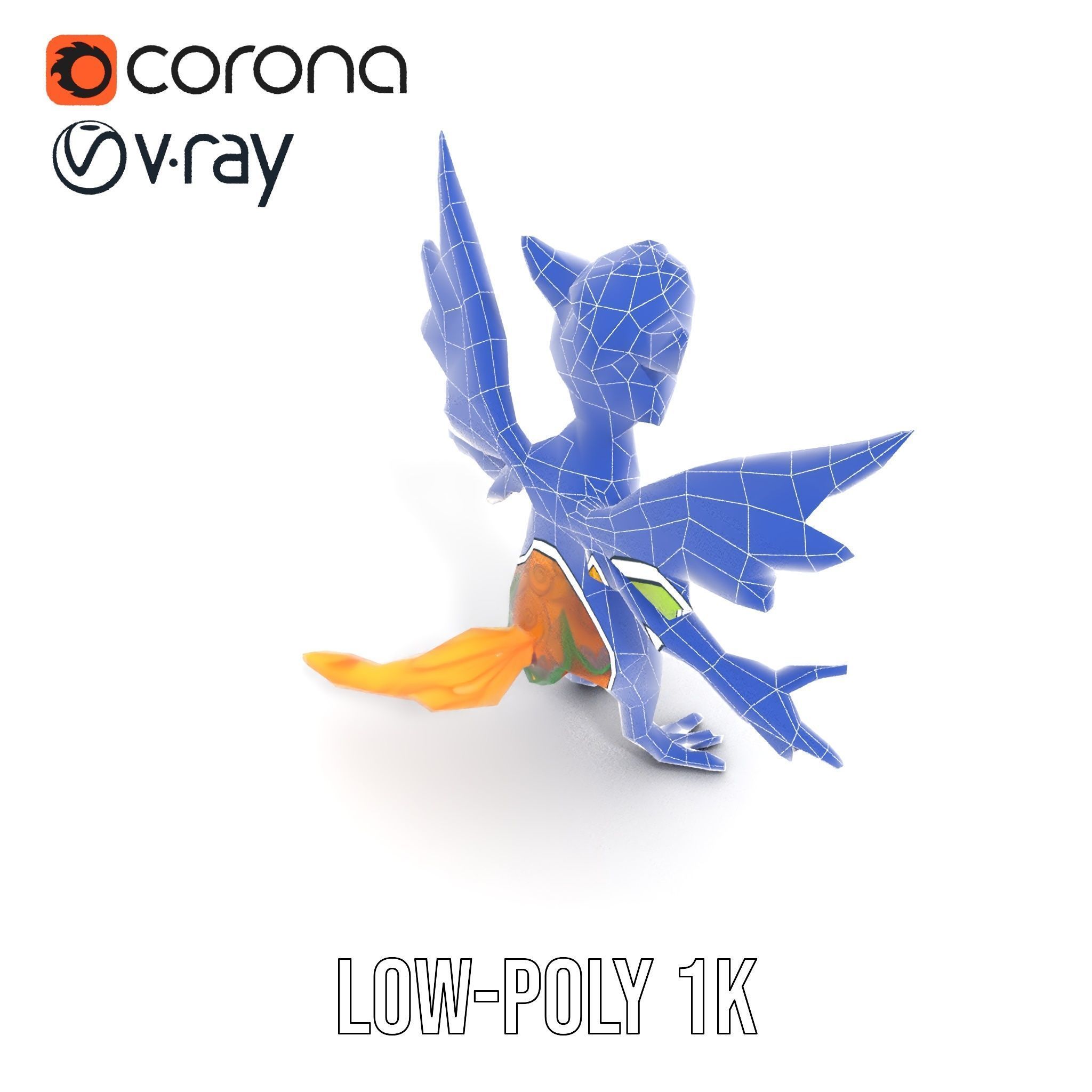 Fantasy Furry Winged Creature Rigged and Animated D Model Low-poly 3D model_18