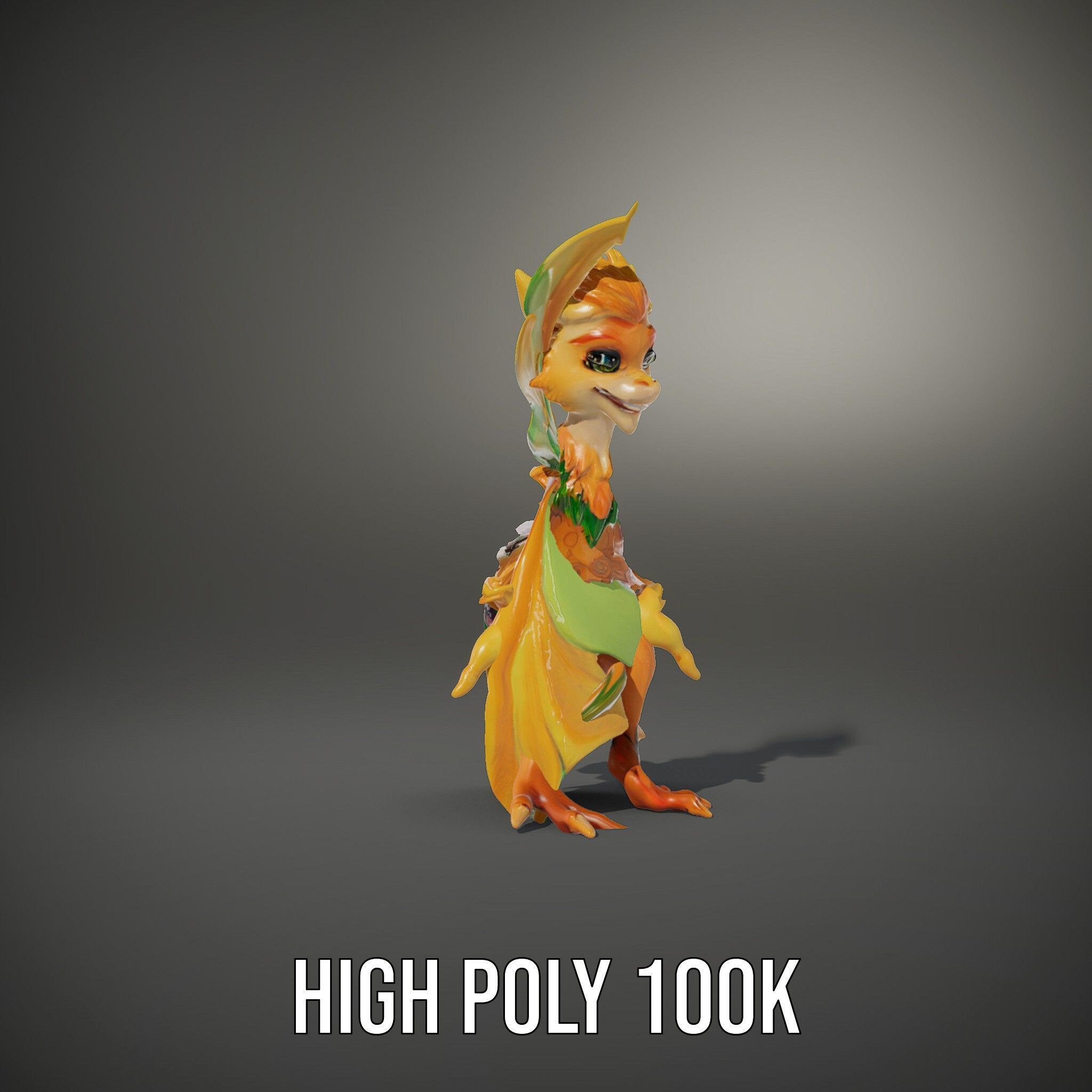 Fantasy Furry Winged Creature Rigged and Animated D Model Low-poly 3D model_13