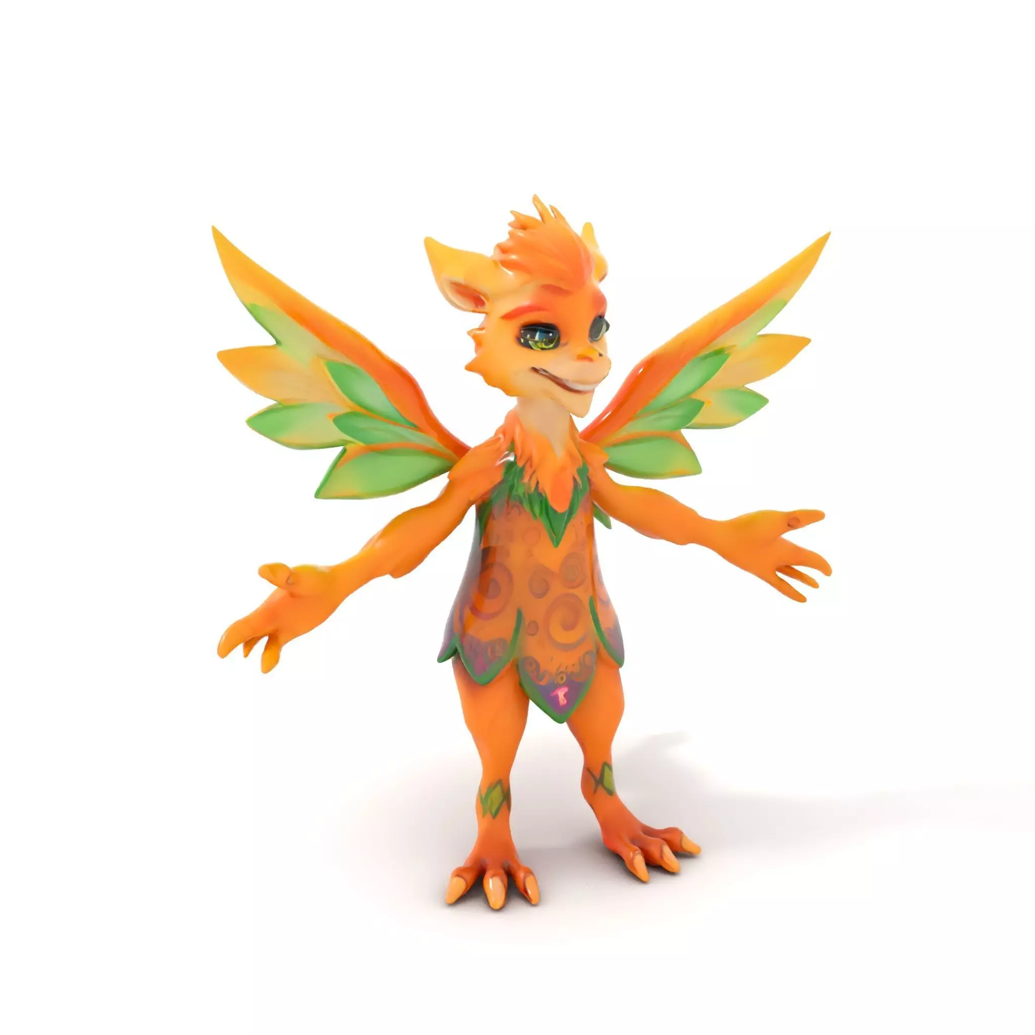 Fantasy Furry Winged Creature Rigged and Animated D Model Low-poly 3D model_0