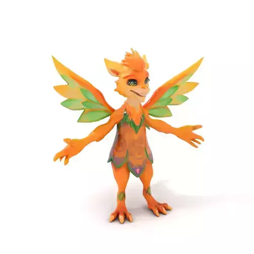 Fantasy Furry Winged Creature Rigged and Animated D Model