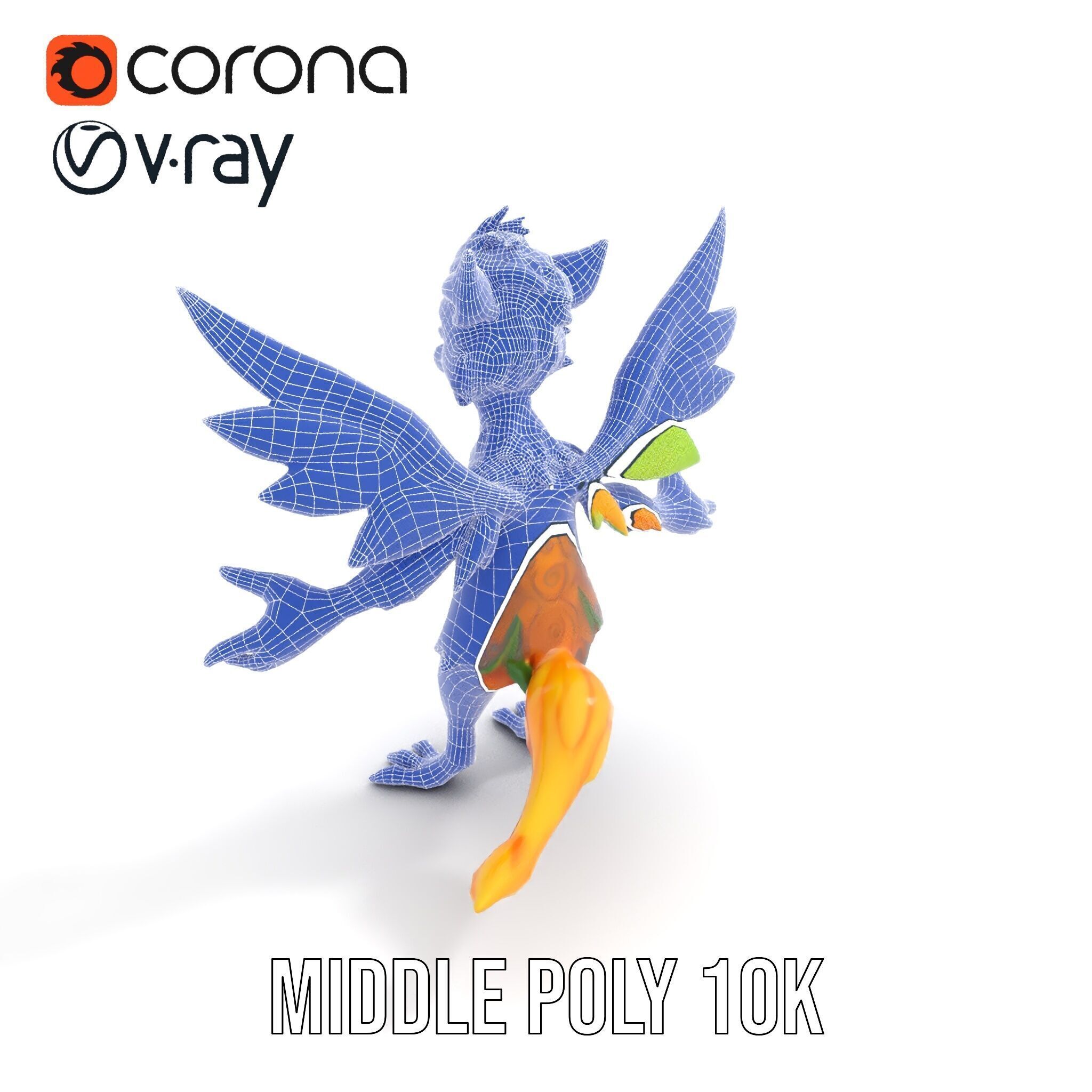 Fantasy Furry Winged Creature Rigged and Animated D Model Low-poly 3D model_26
