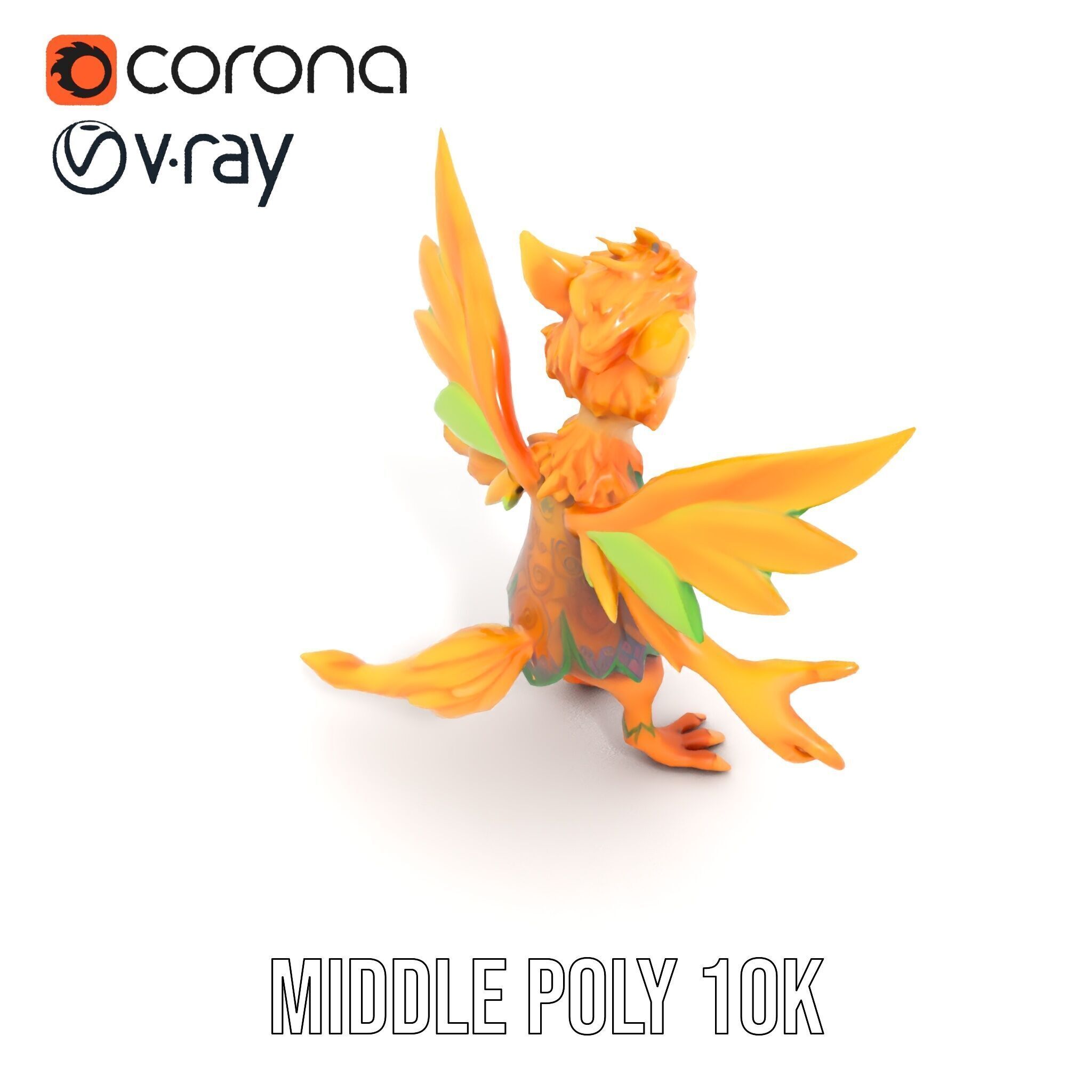 Fantasy Furry Winged Creature Rigged and Animated D Model Low-poly 3D model_11