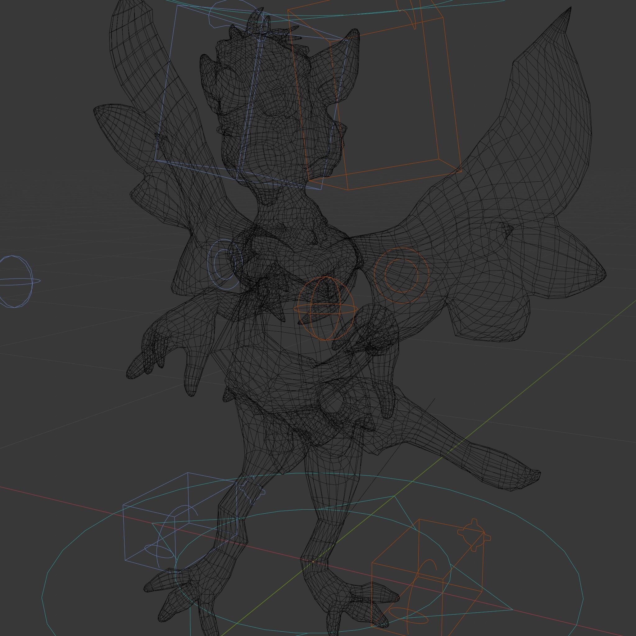 Fantasy Furry Winged Creature Rigged and Animated D Model Low-poly 3D model_5
