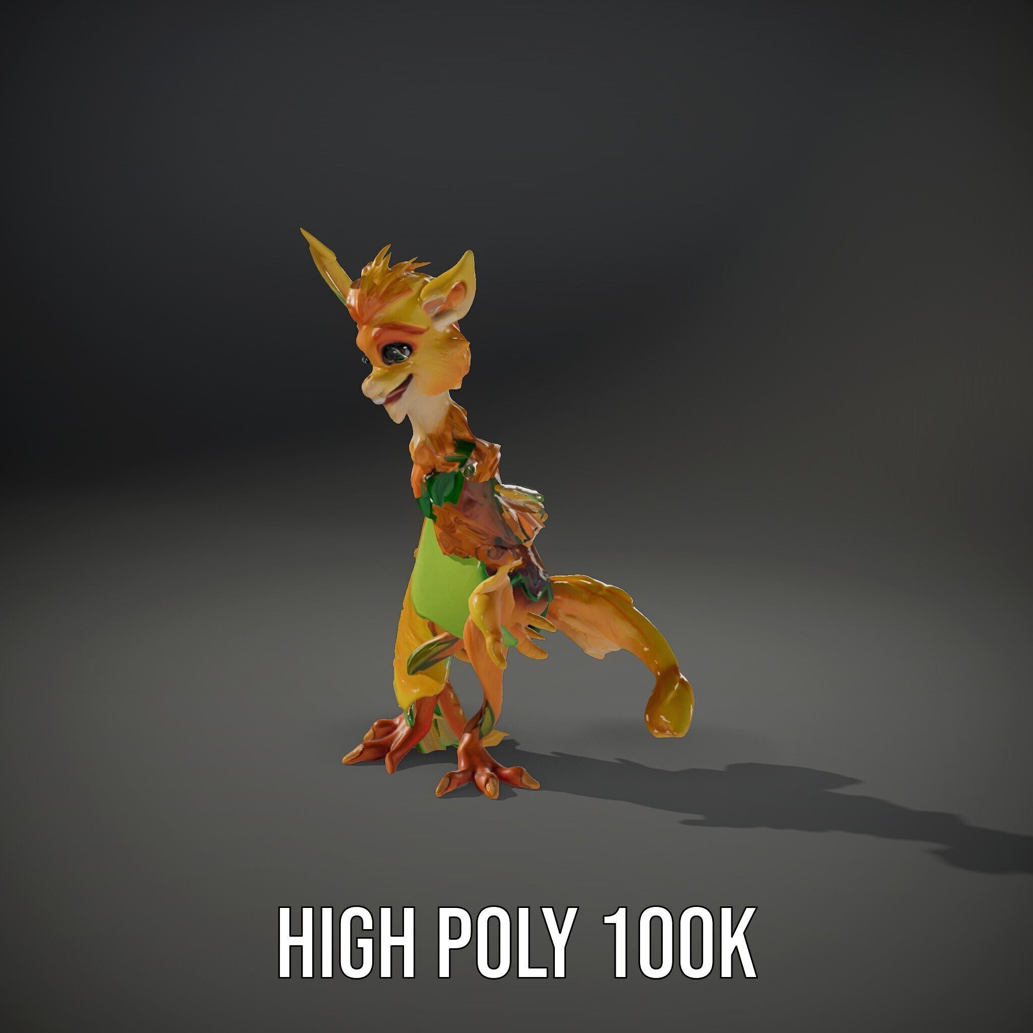 Fantasy Furry Winged Creature Rigged and Animated D Model Low-poly 3D model_28