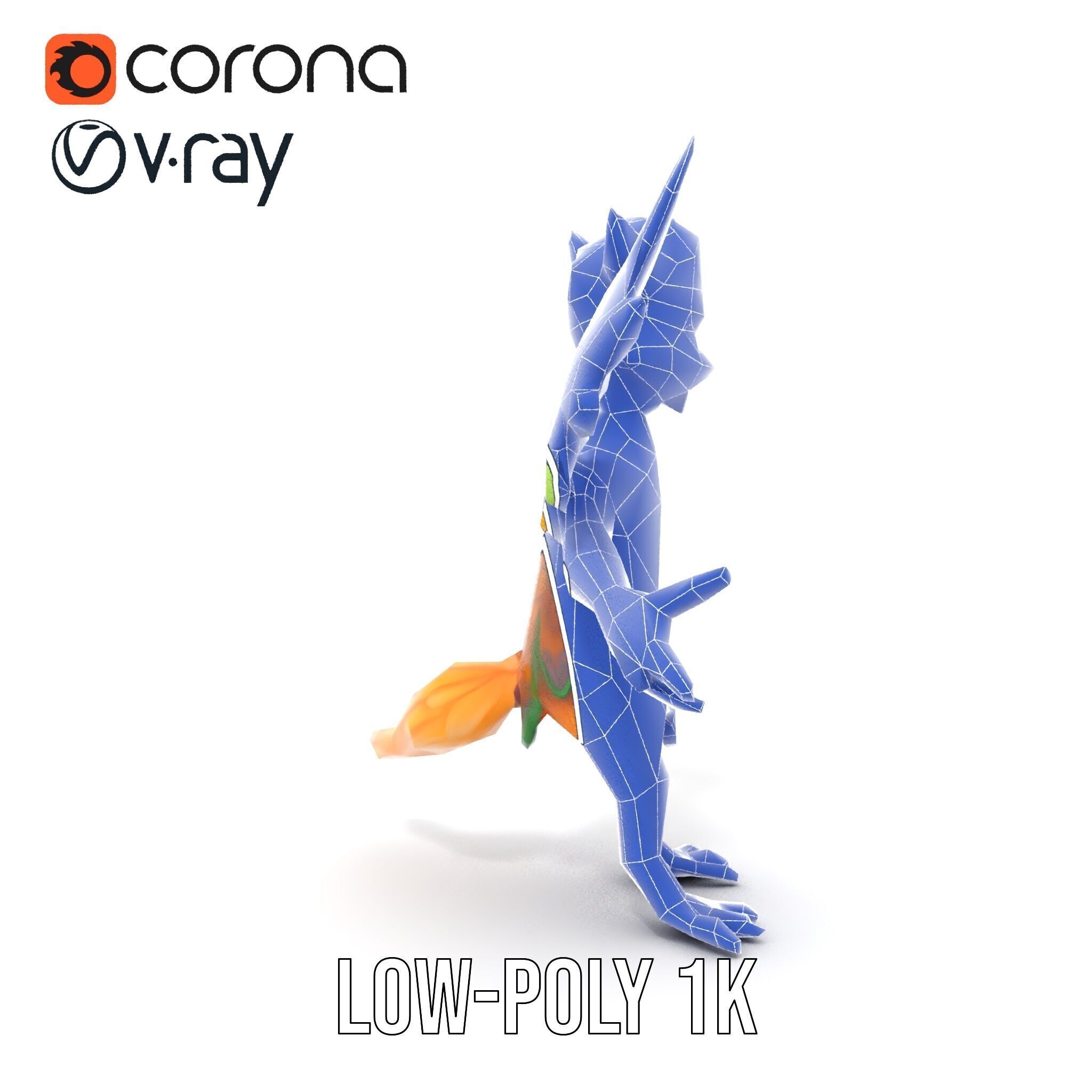Fantasy Furry Winged Creature Rigged and Animated D Model Low-poly 3D model_21