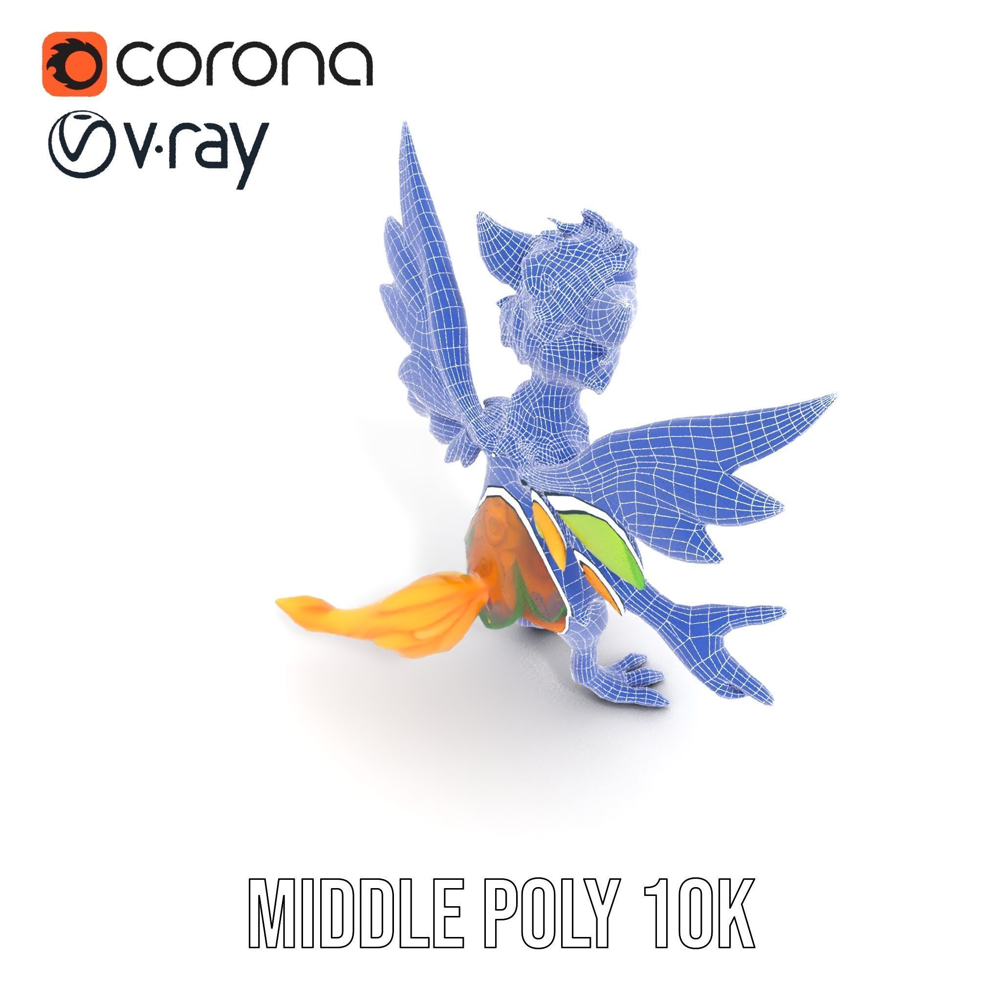 Fantasy Furry Winged Creature Rigged and Animated D Model Low-poly 3D model_34