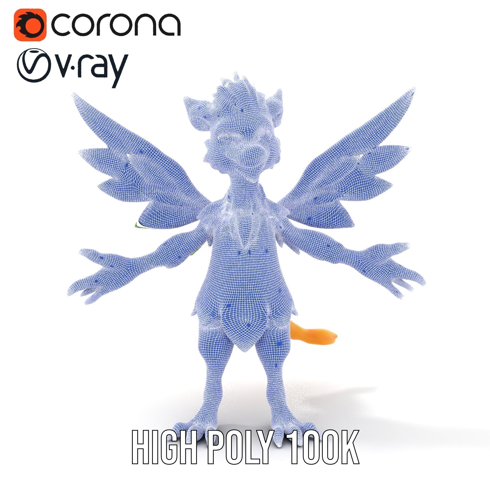 Fantasy Furry Winged Creature Rigged and Animated D Model Low-poly 3D model_35