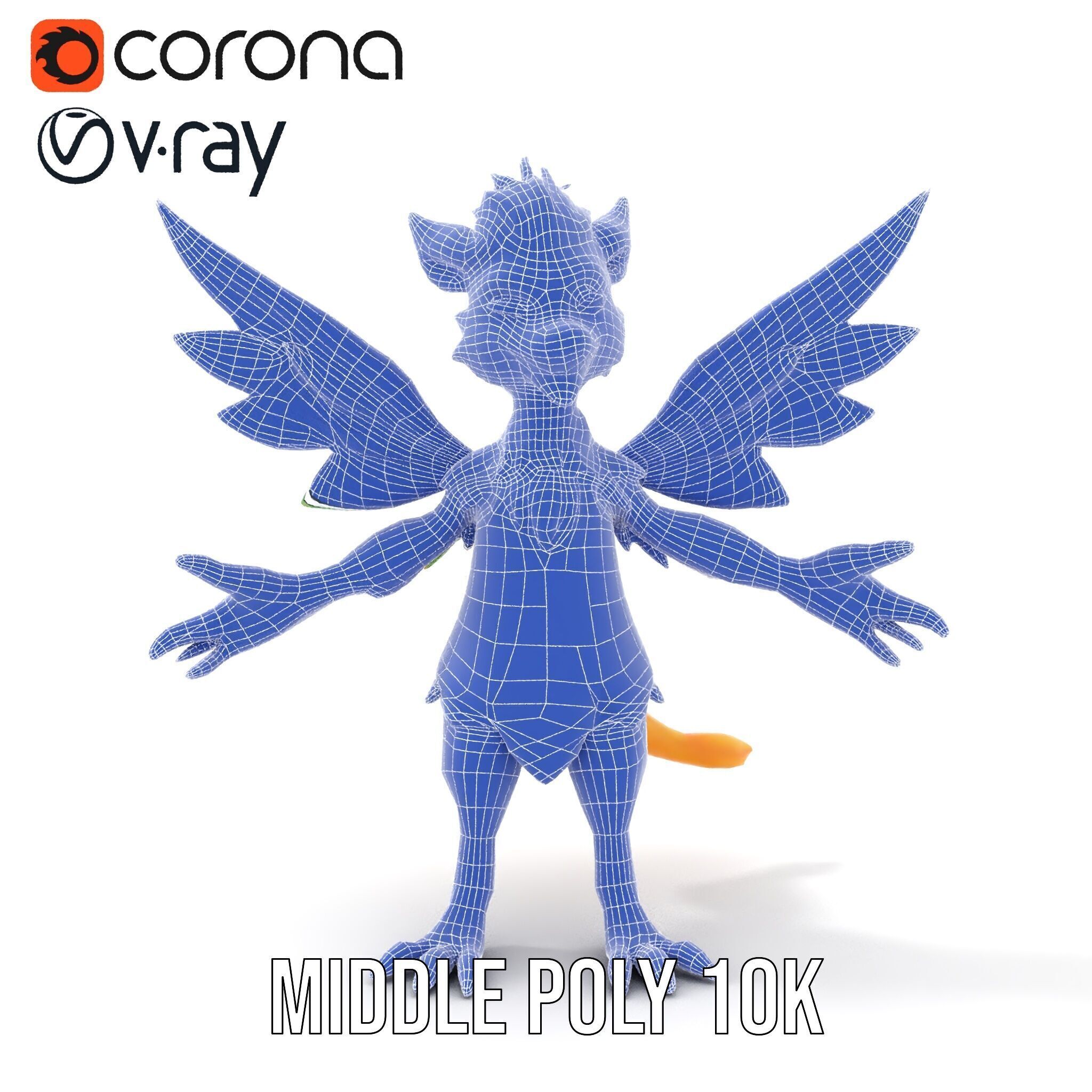 Fantasy Furry Winged Creature Rigged and Animated D Model Low-poly 3D model_29