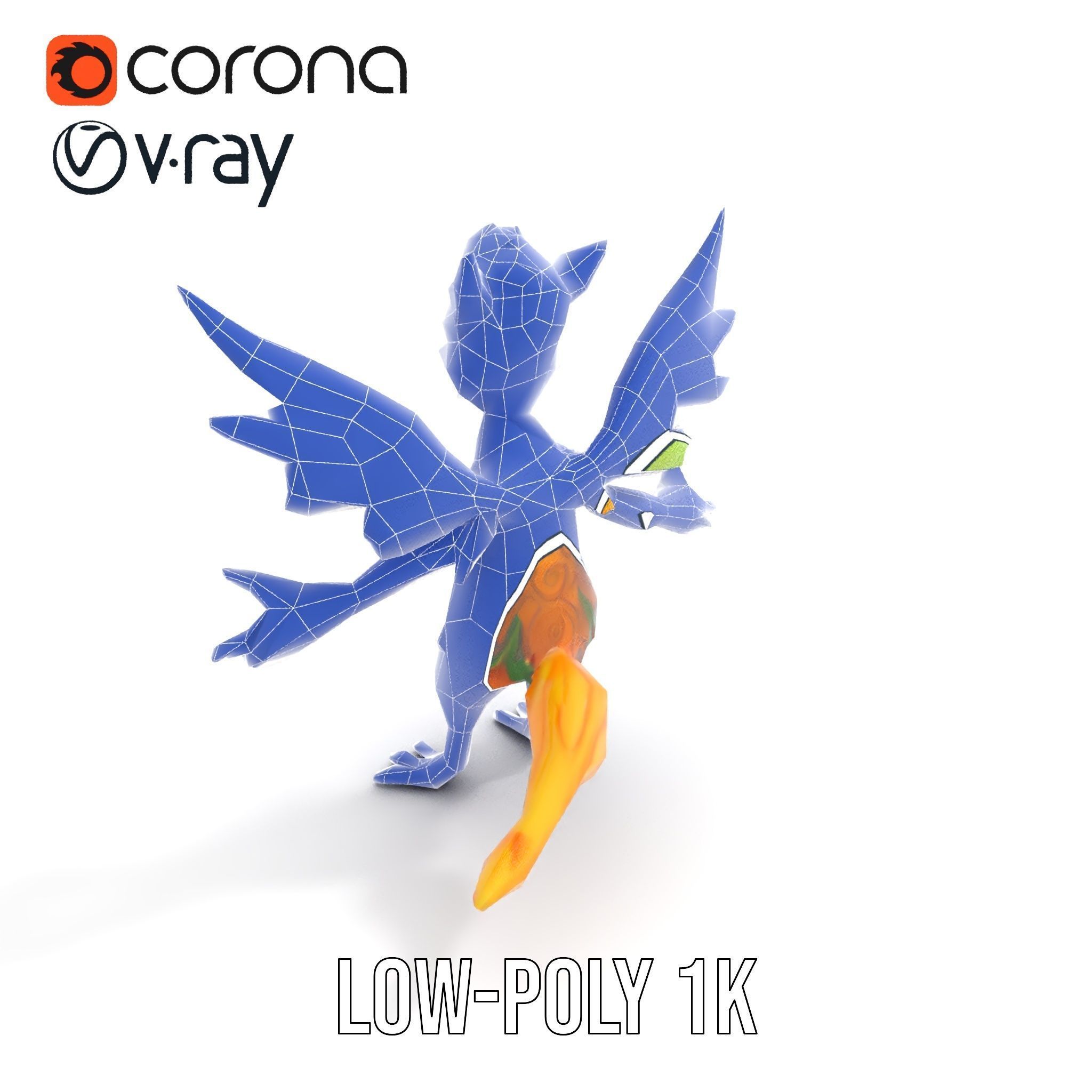 Fantasy Furry Winged Creature Rigged and Animated D Model Low-poly 3D model_27