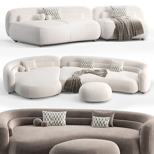 Minotti Bezier Sofa Modular Low-poly 3D model