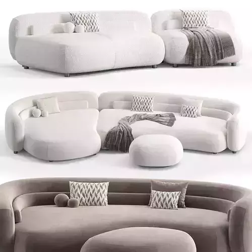 Minotti Bezier Sofa Modular Low-poly 3D model