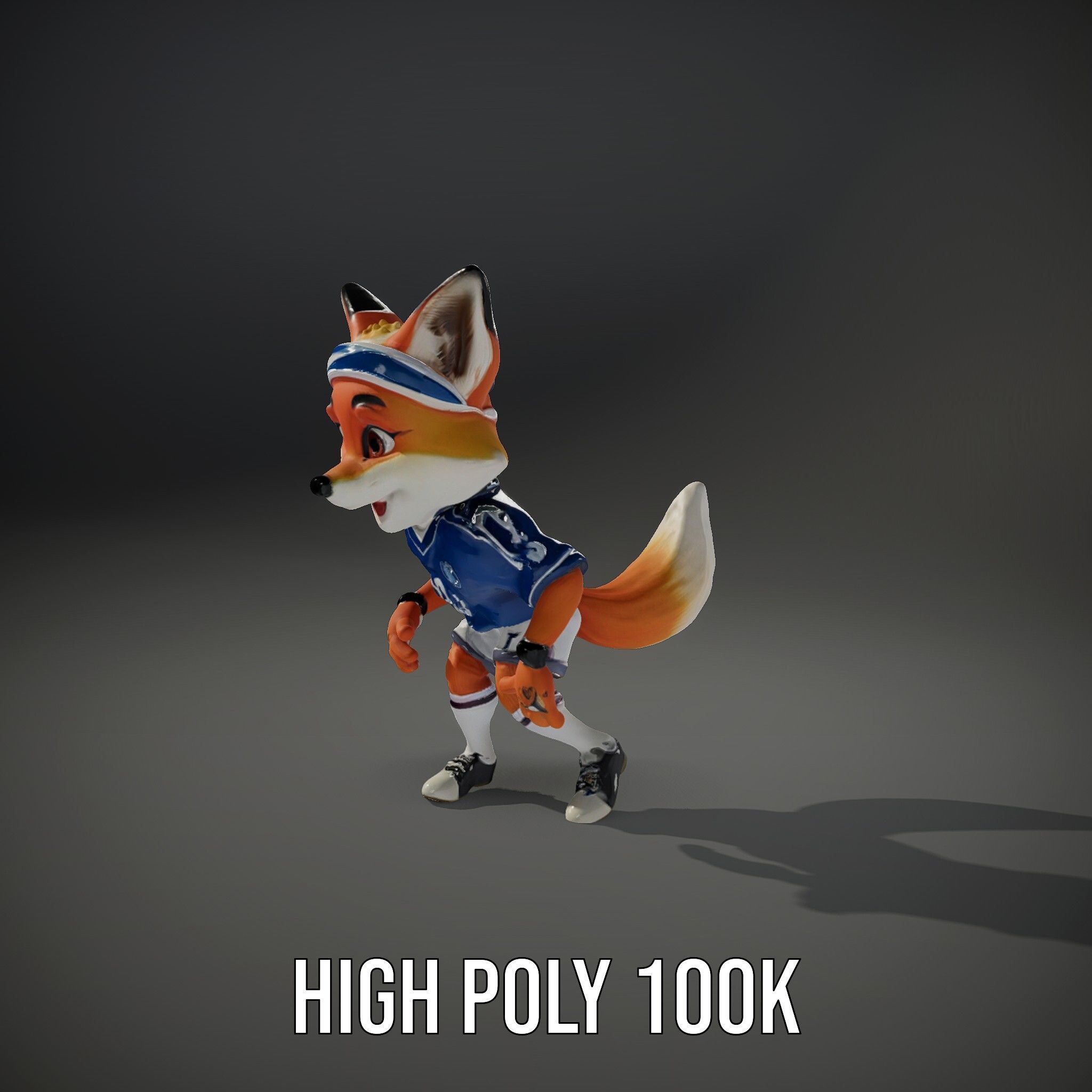 Energetic Fox Athlete D Model  Rigged and Animated Low-poly 3D model_35