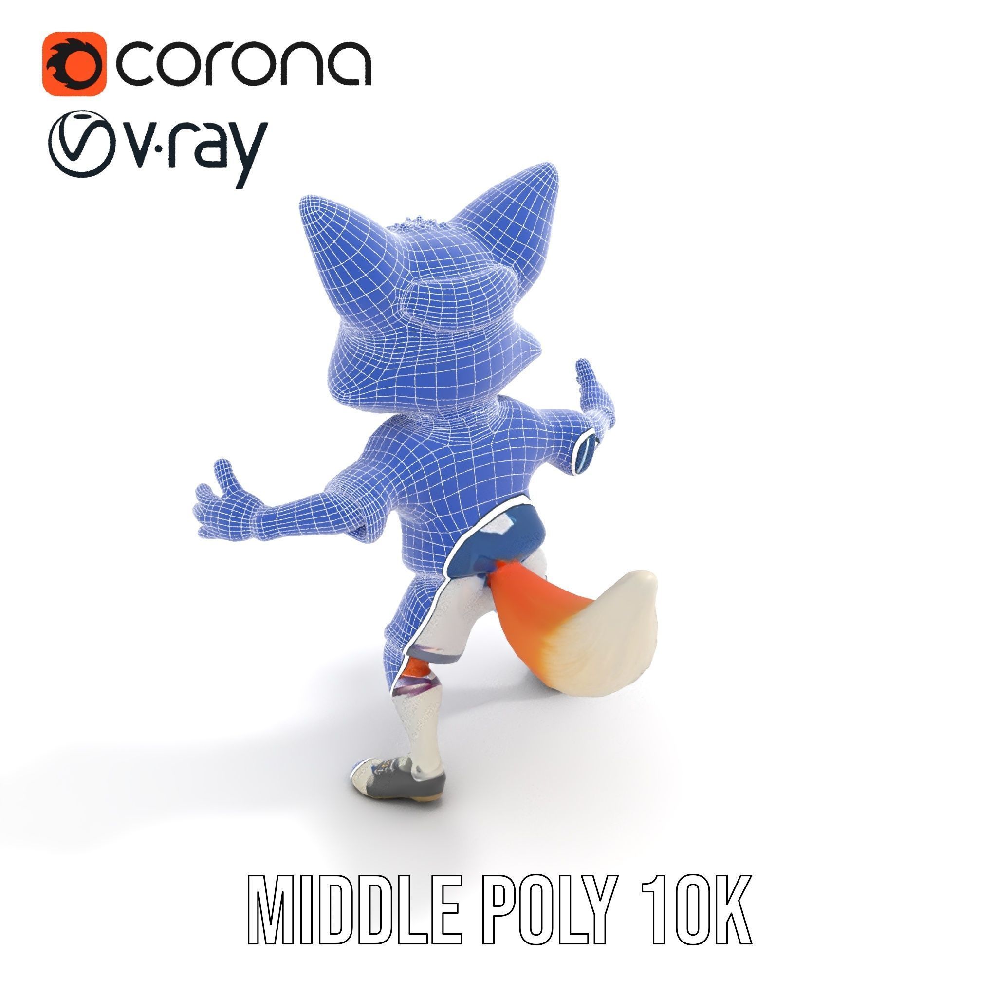 Energetic Fox Athlete D Model  Rigged and Animated Low-poly 3D model_29