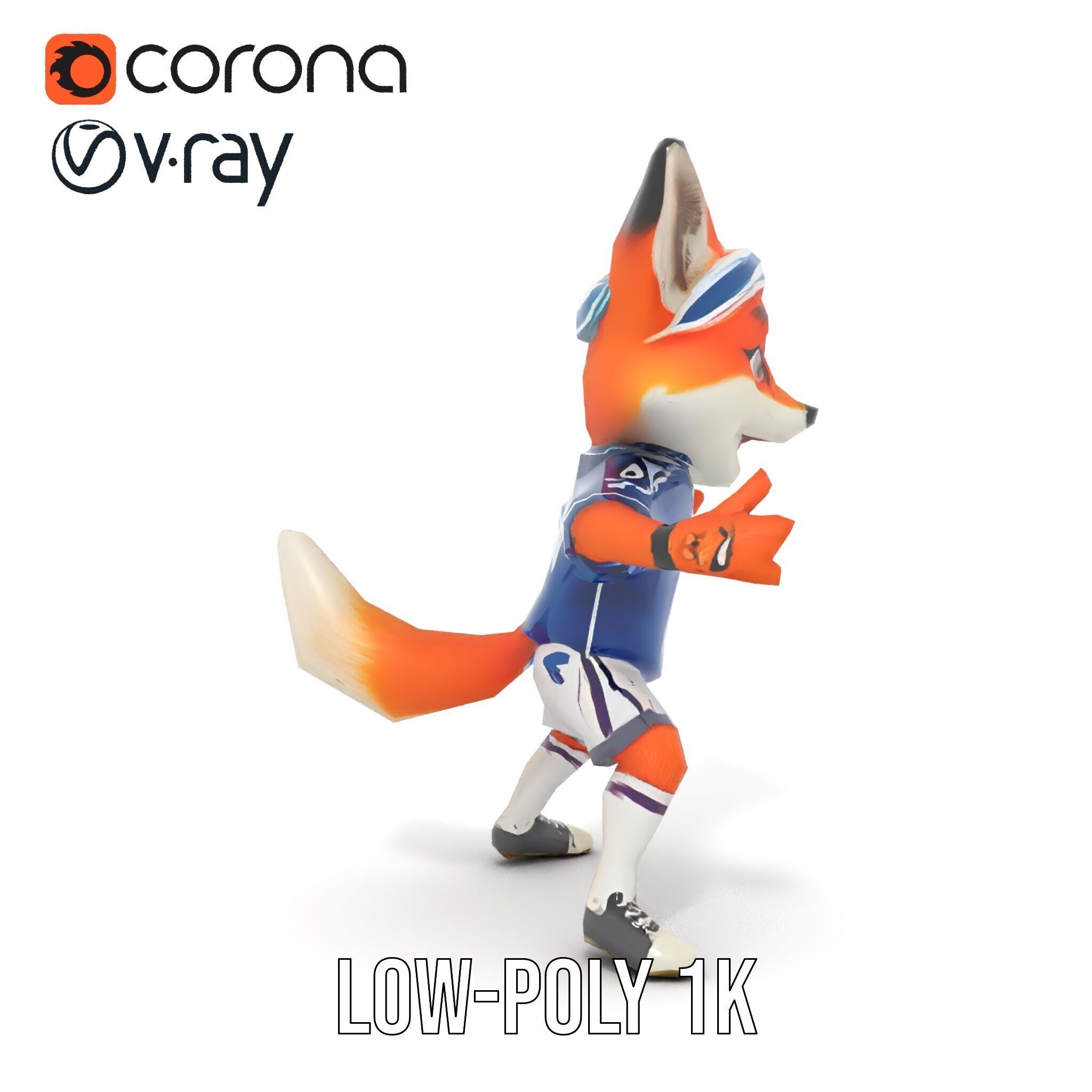 Energetic Fox Athlete D Model  Rigged and Animated Low-poly 3D model_13