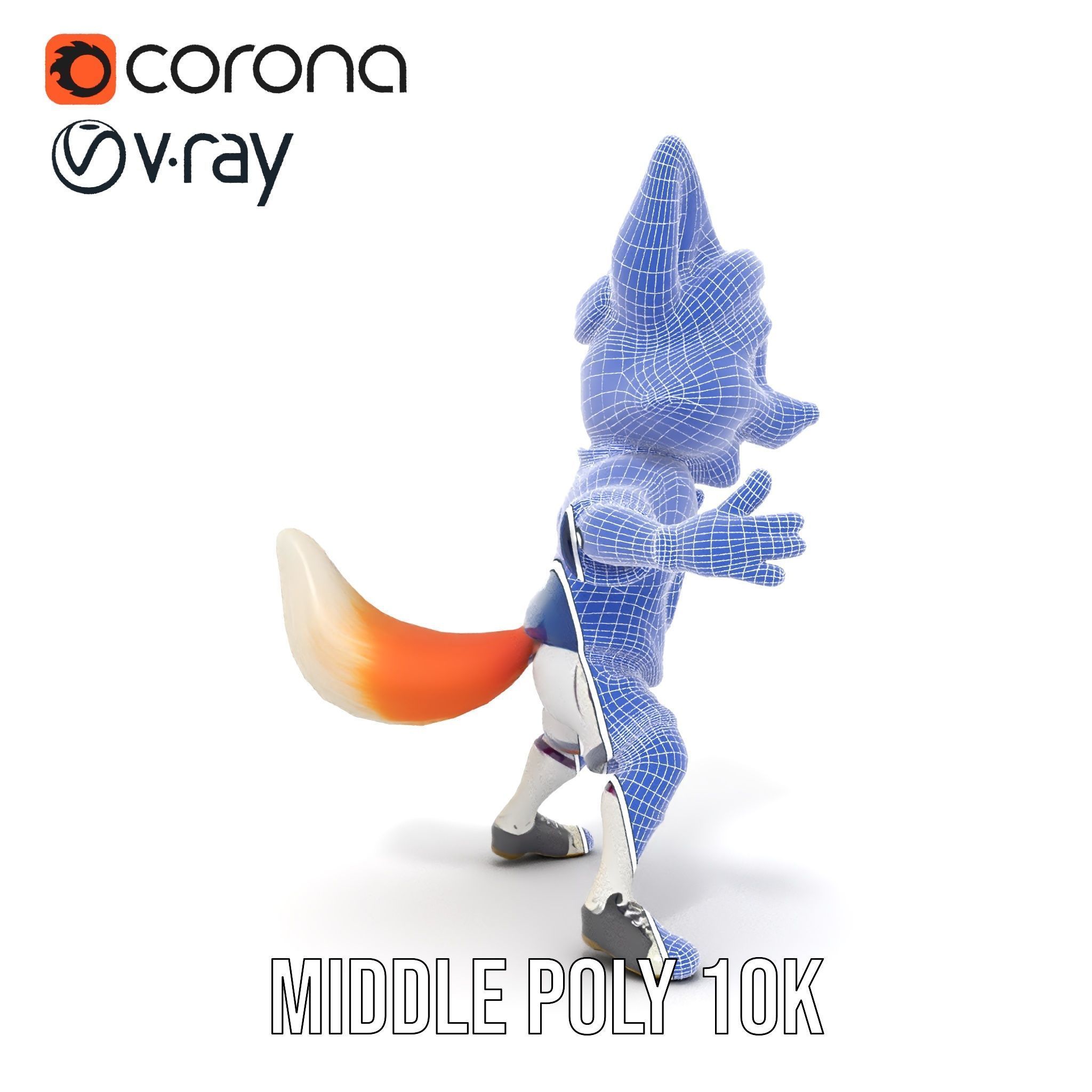 Energetic Fox Athlete D Model  Rigged and Animated Low-poly 3D model_34