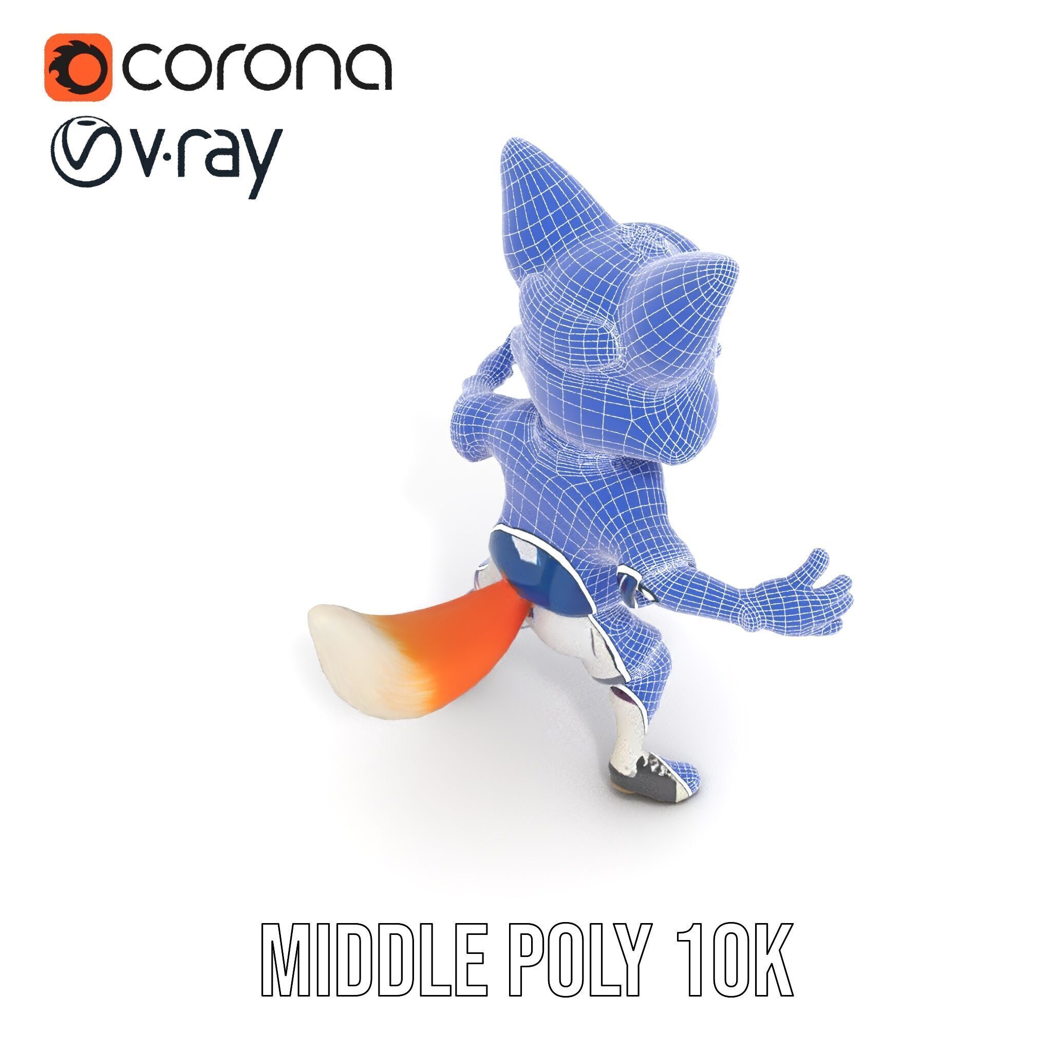 Energetic Fox Athlete D Model  Rigged and Animated Low-poly 3D model_26