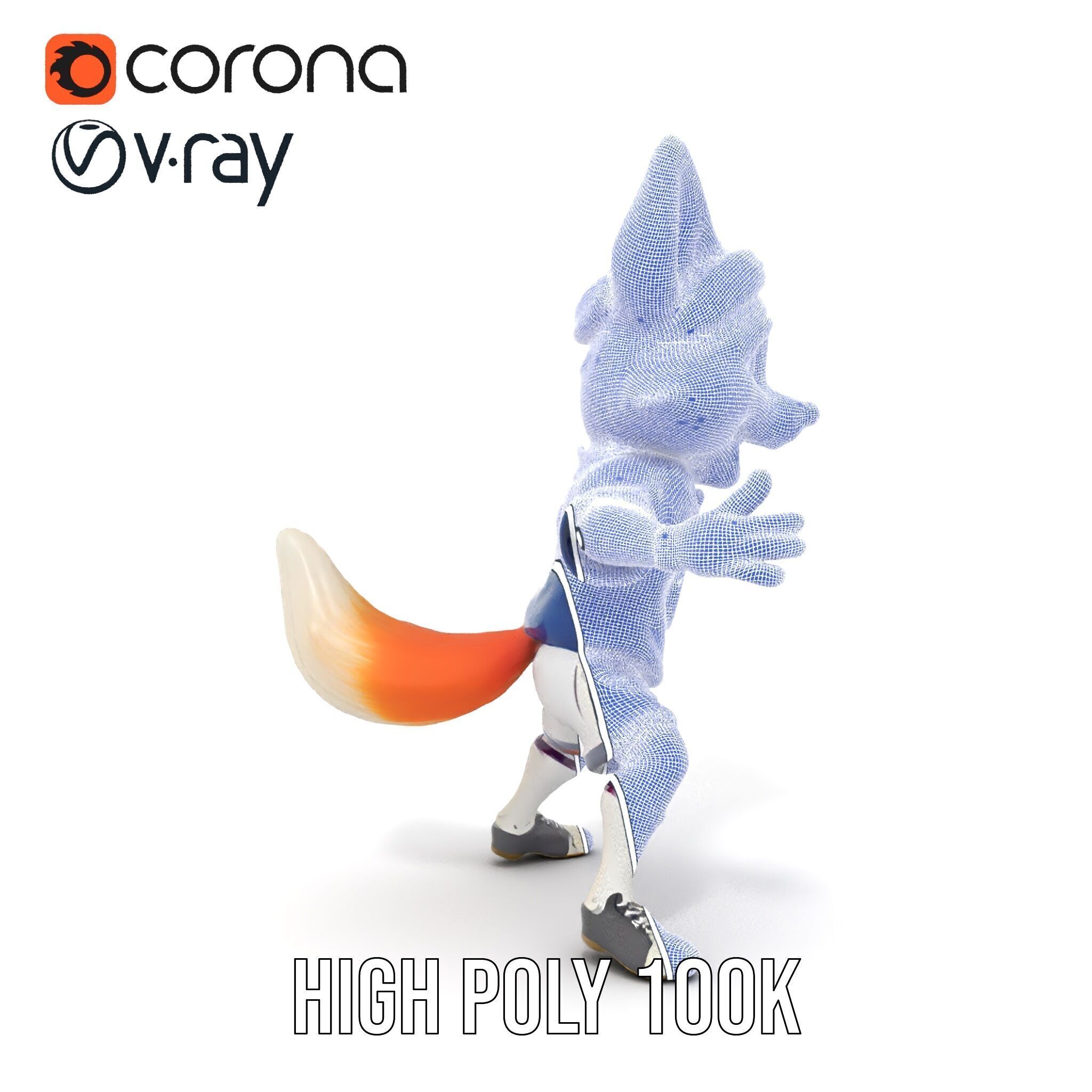 Energetic Fox Athlete D Model  Rigged and Animated Low-poly 3D model_36