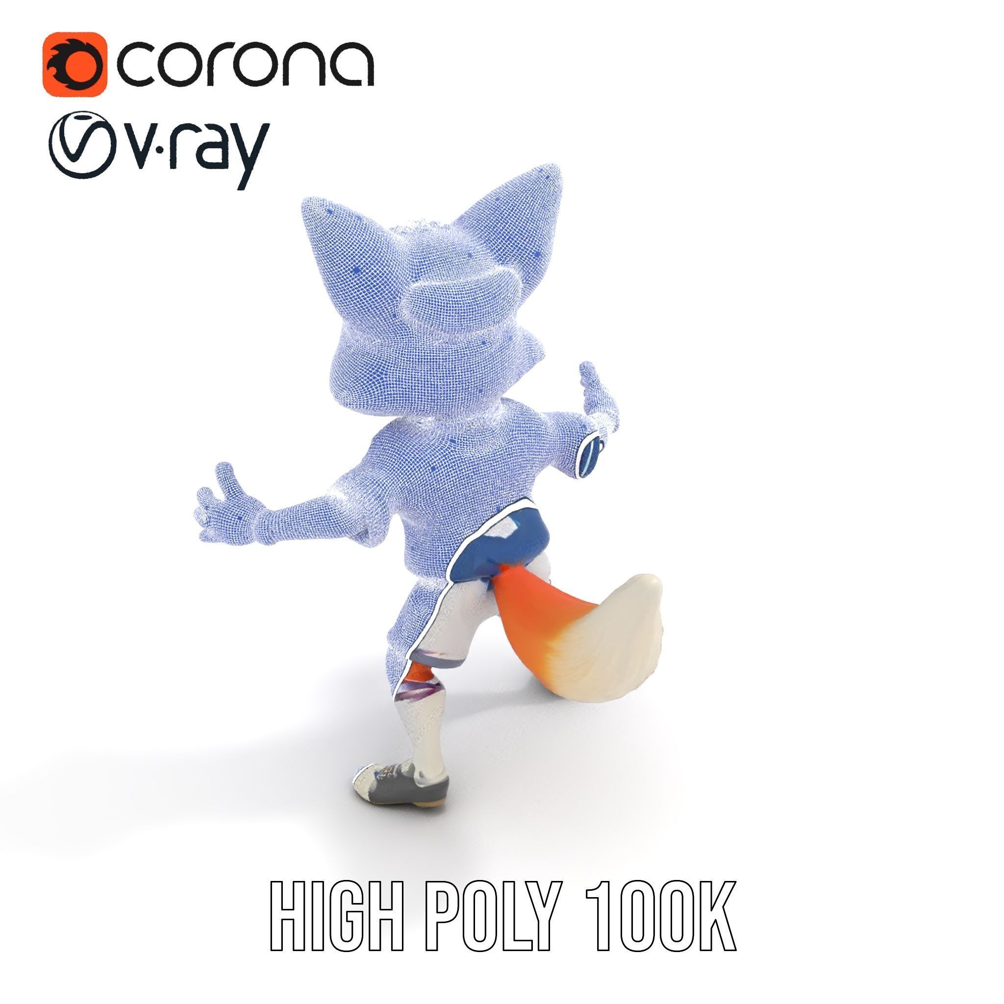 Energetic Fox Athlete D Model  Rigged and Animated Low-poly 3D model_22