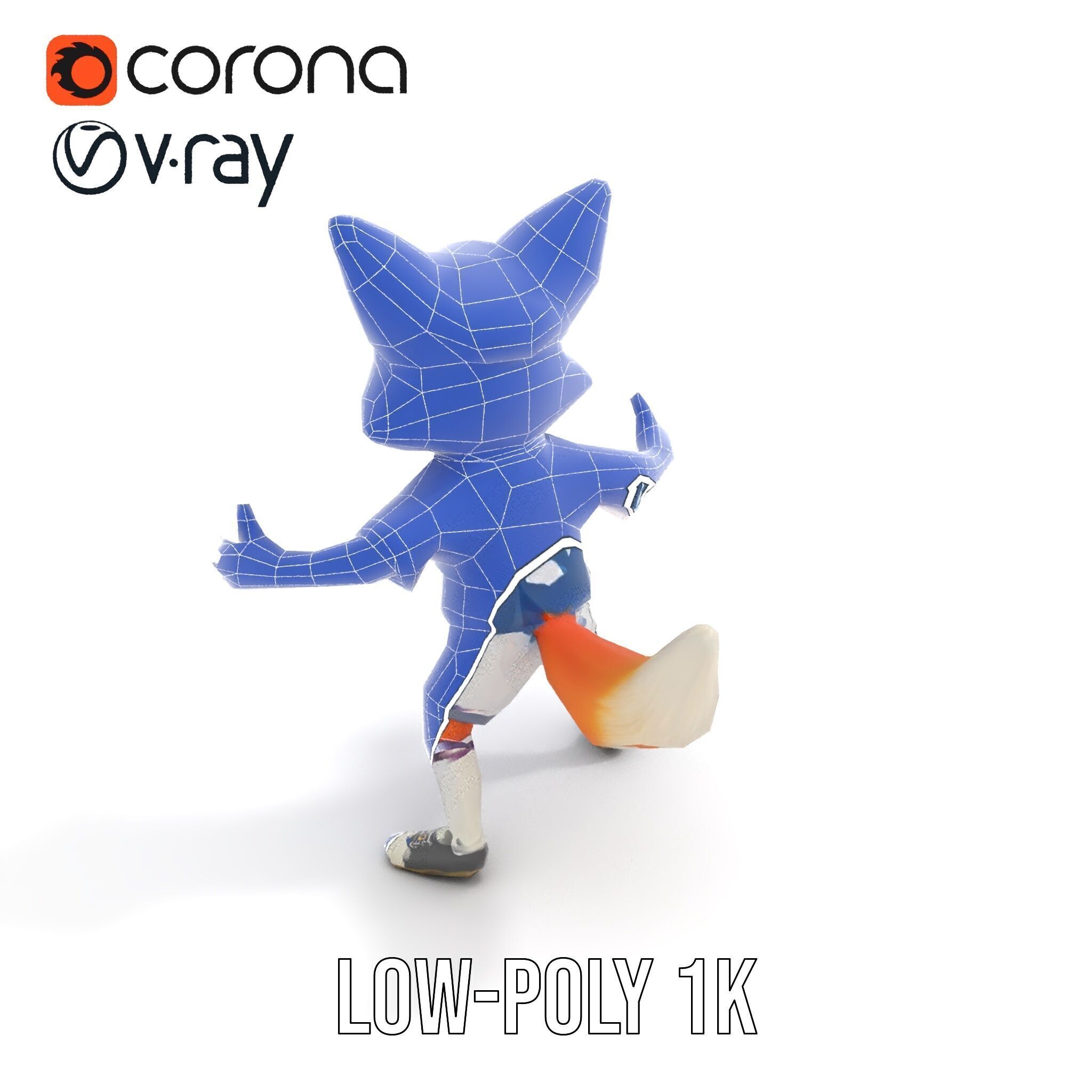 Energetic Fox Athlete D Model  Rigged and Animated Low-poly 3D model_24