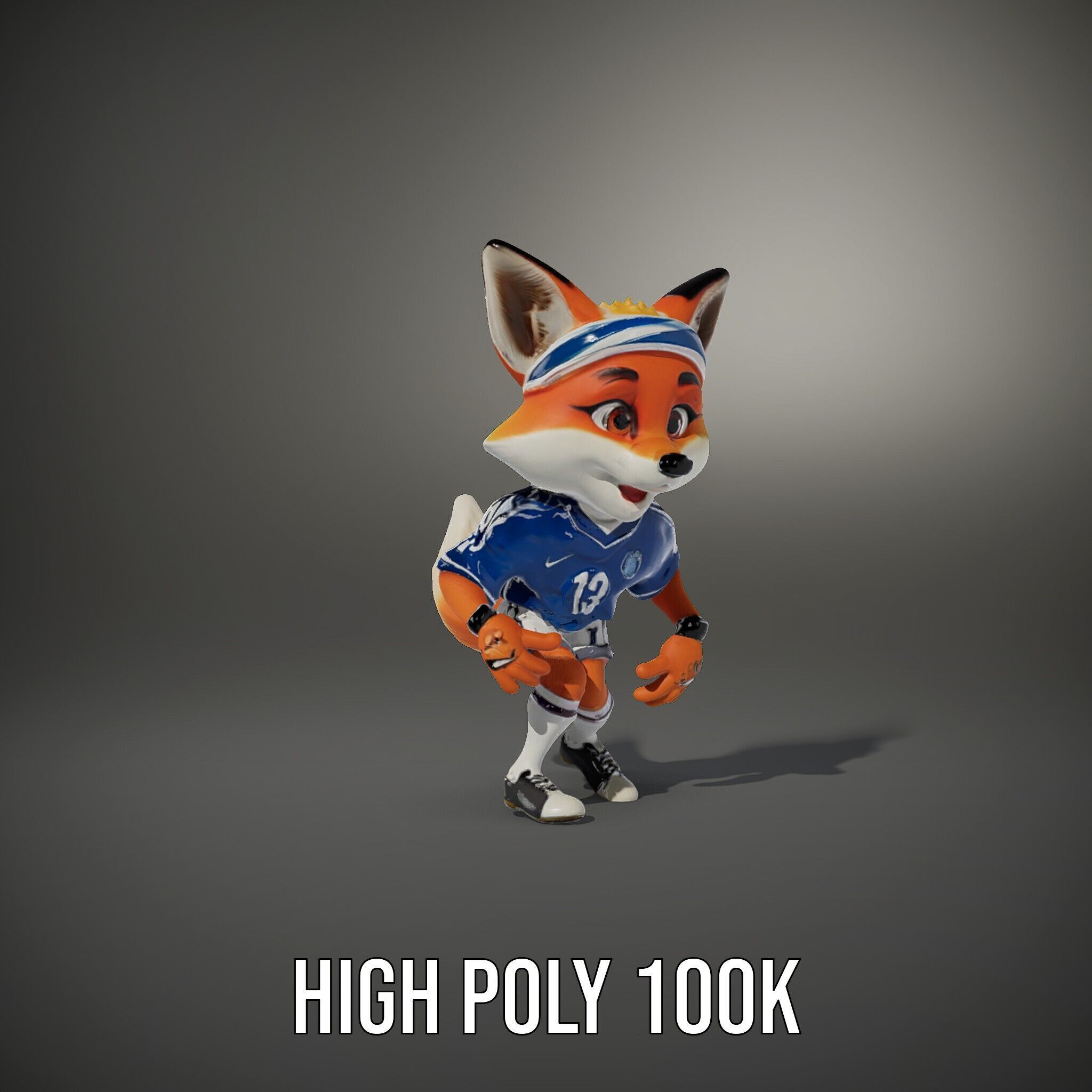 Energetic Fox Athlete D Model  Rigged and Animated Low-poly 3D model_33