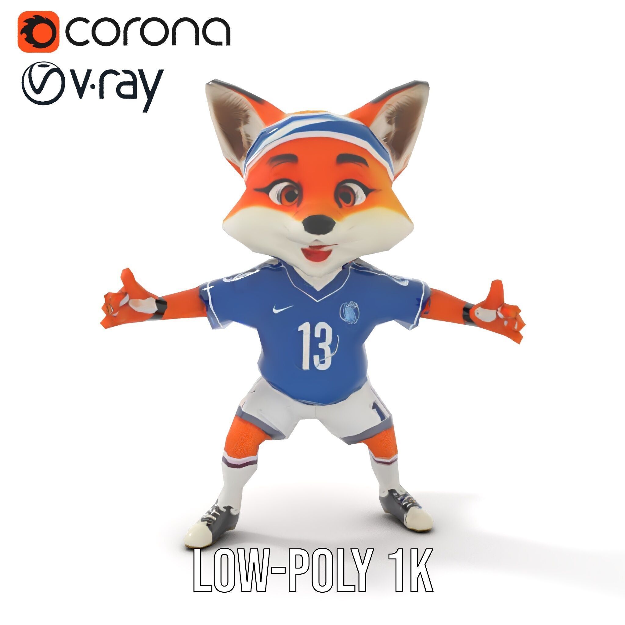 Energetic Fox Athlete D Model  Rigged and Animated Low-poly 3D model_16
