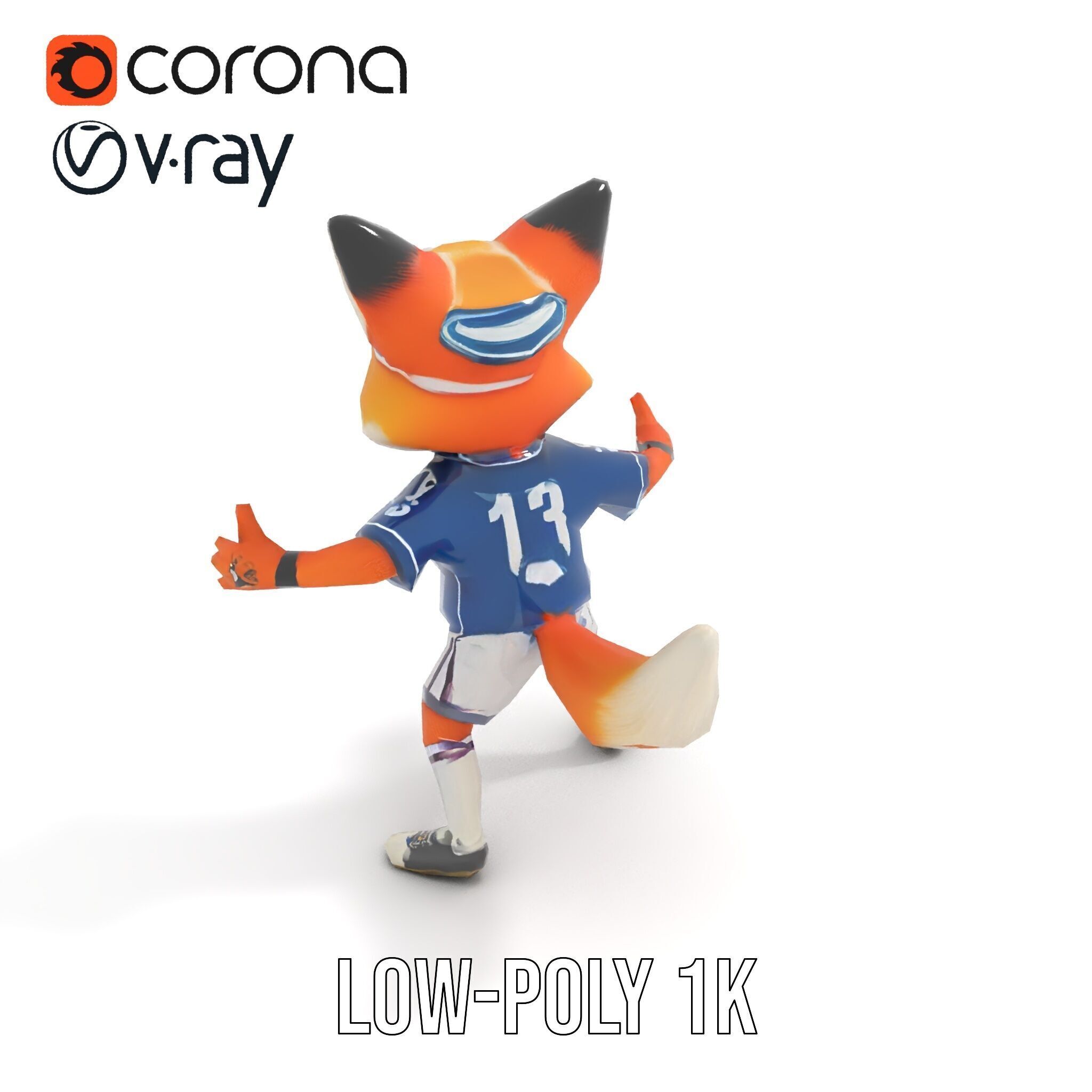 Energetic Fox Athlete D Model  Rigged and Animated Low-poly 3D model_7