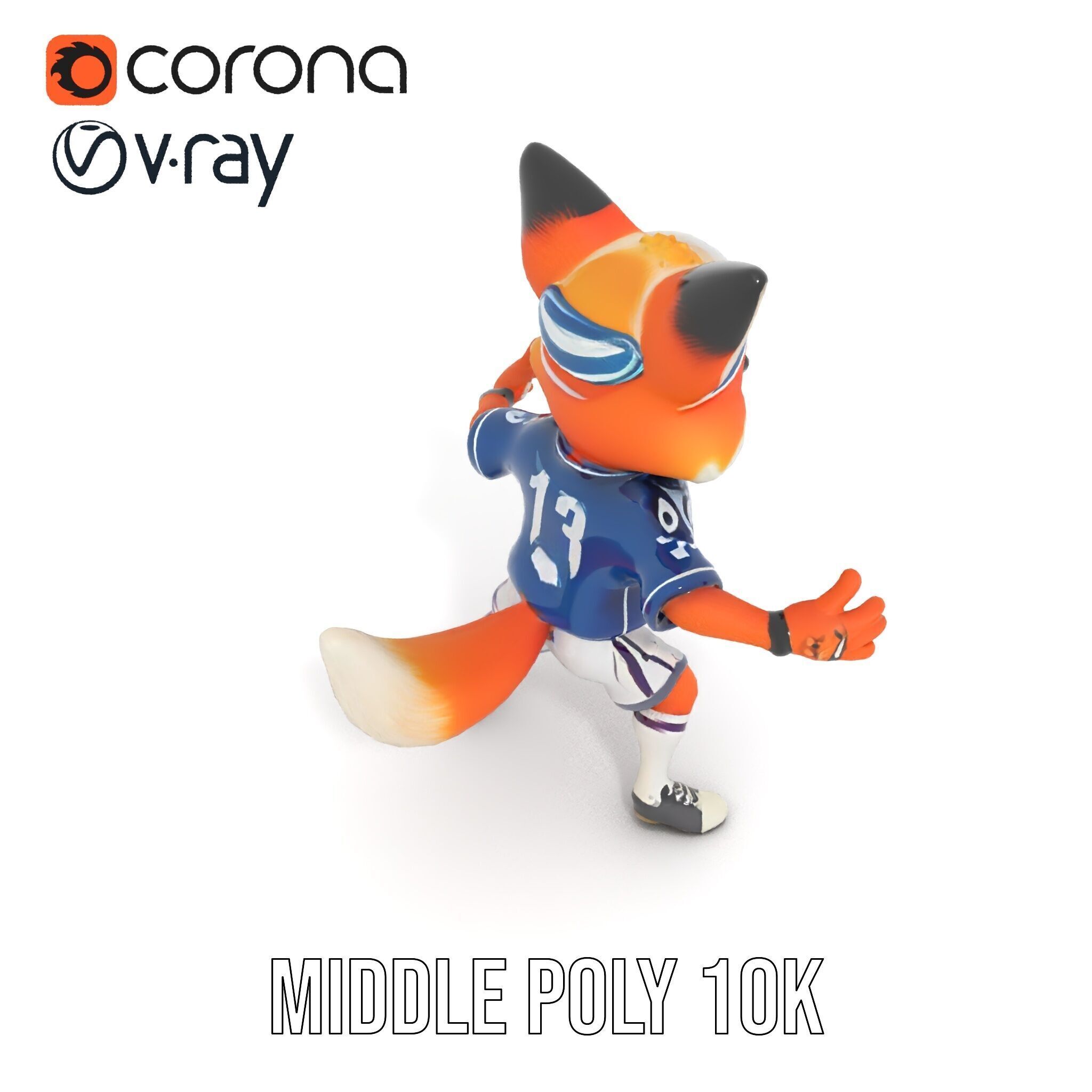 Energetic Fox Athlete D Model  Rigged and Animated Low-poly 3D model_17