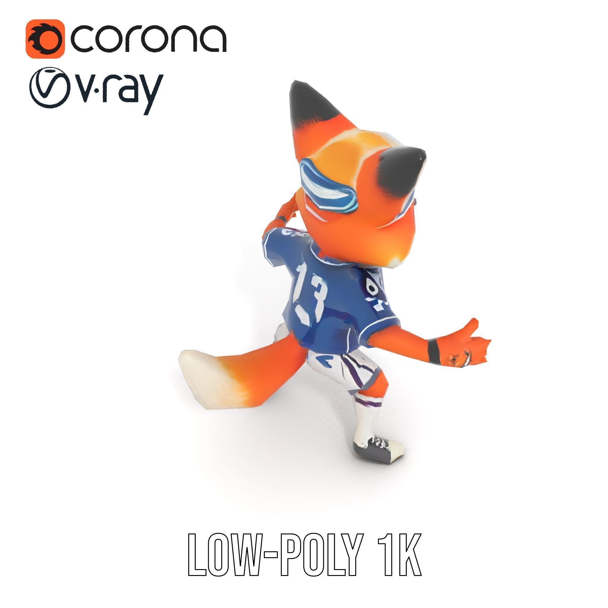 Energetic Fox Athlete D Model  Rigged and Animated Low-poly 3D model_10