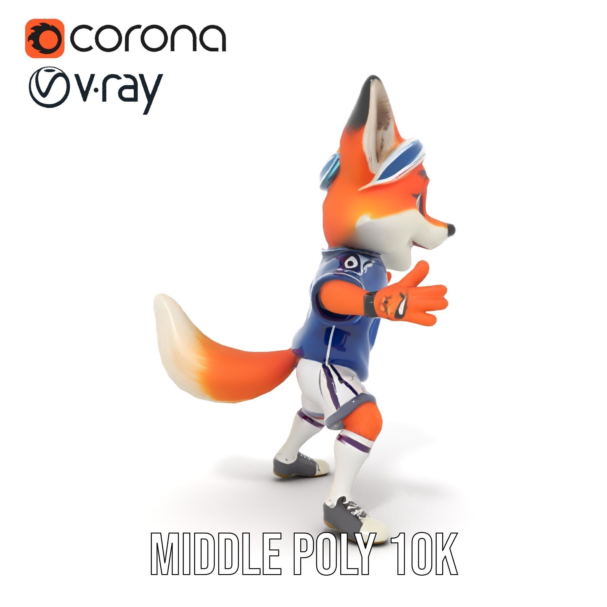 Energetic Fox Athlete D Model  Rigged and Animated Low-poly 3D model_23