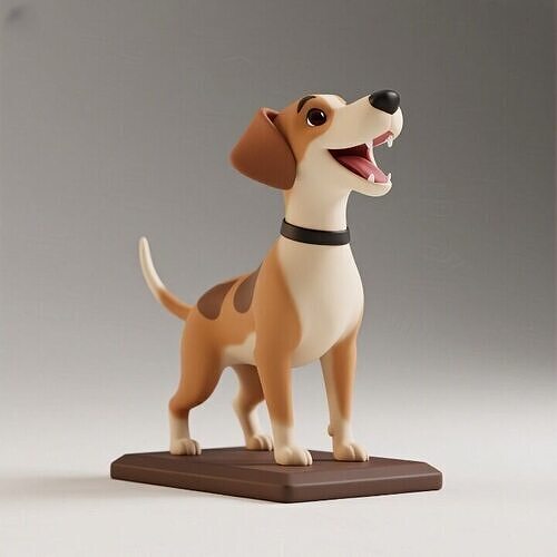 1110Colorful Laughing   Galgo Dog on Base   pug 3D print model