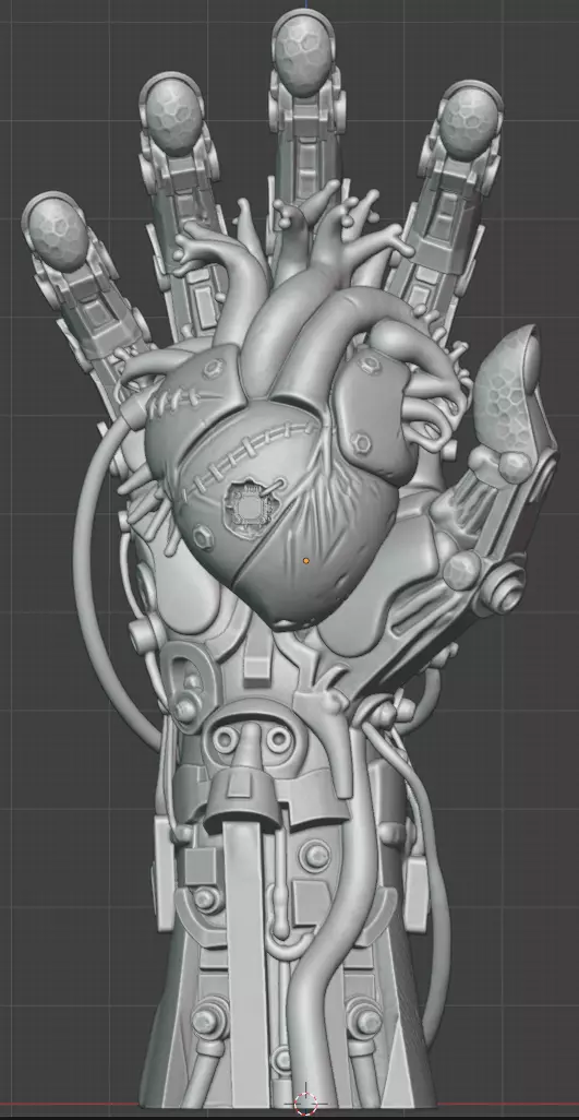 Cybernetic Hand Holding a Heart Free 3D print model