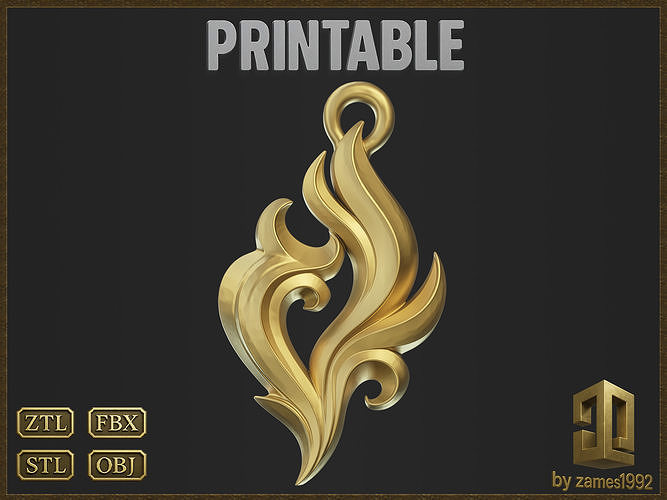 Golden Fire Decorative Pendant 3D print model